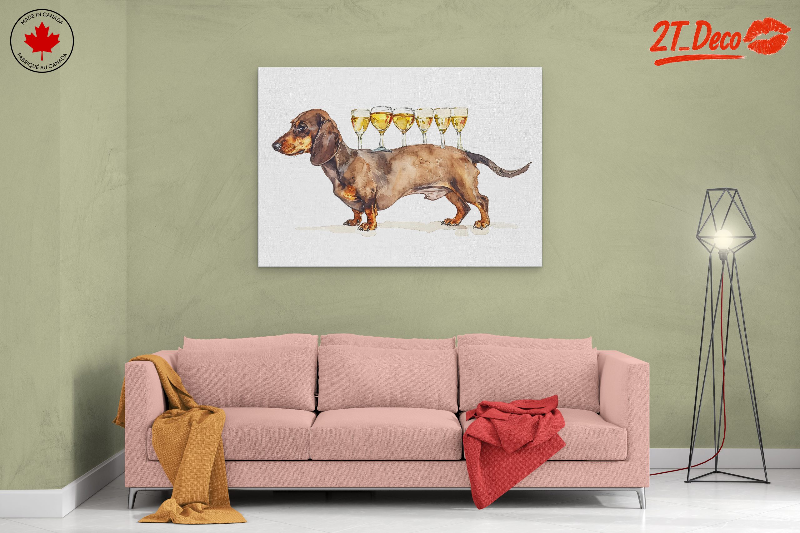 Humorous Dachshund with Wine Glasses - Image 2