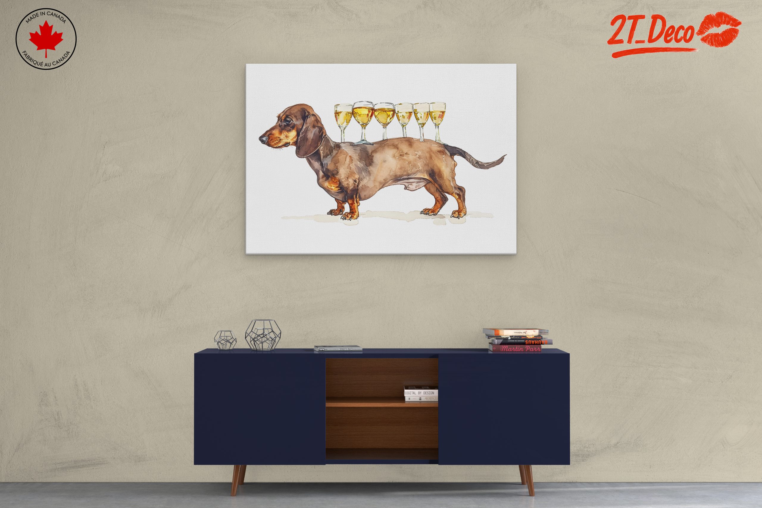 Humorous Dachshund with Wine Glasses - Image 3