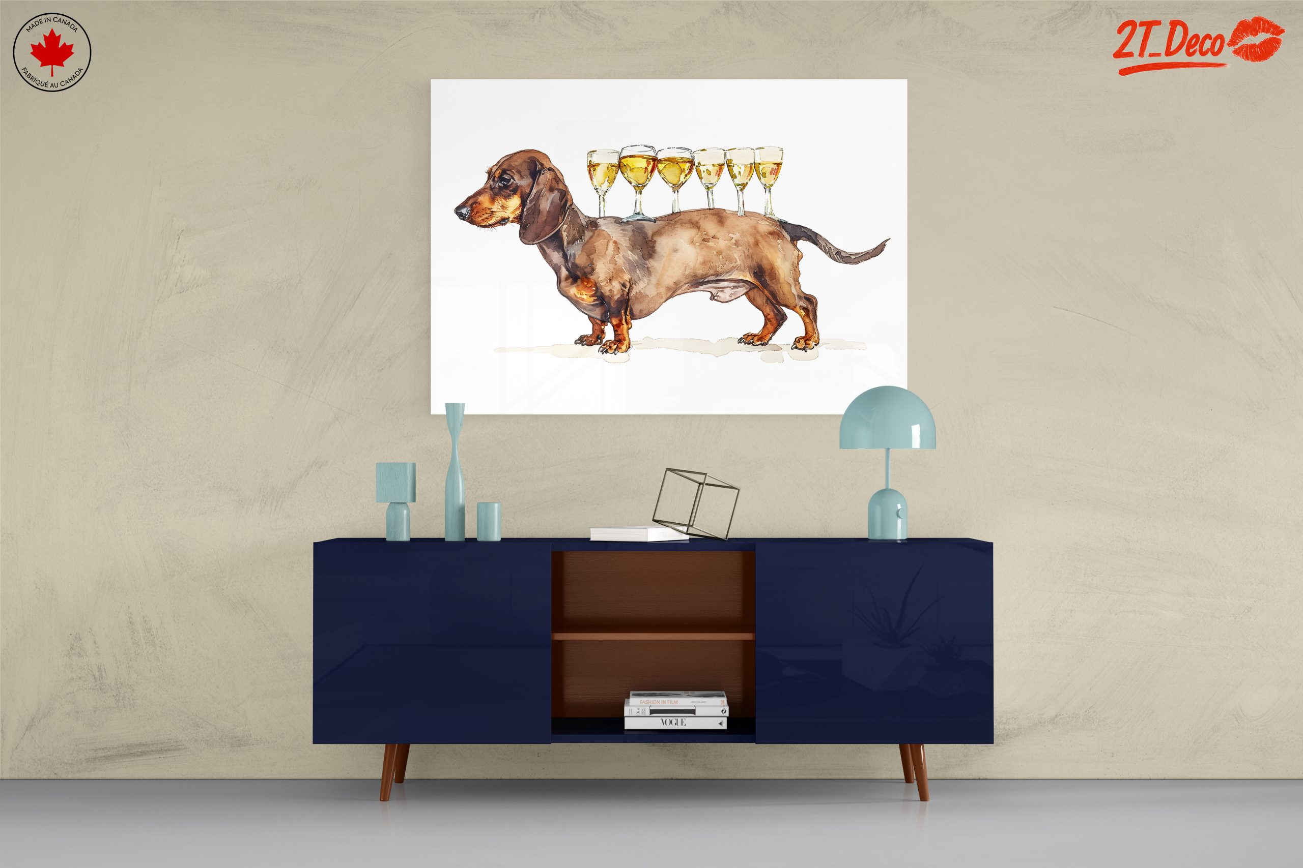 Humorous Dachshund with Wine Glasses - Image 8