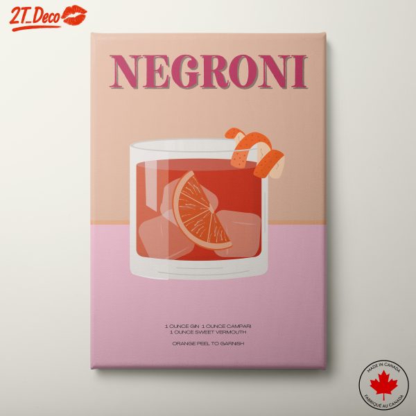 Negroni Cocktail Art for Home Bar