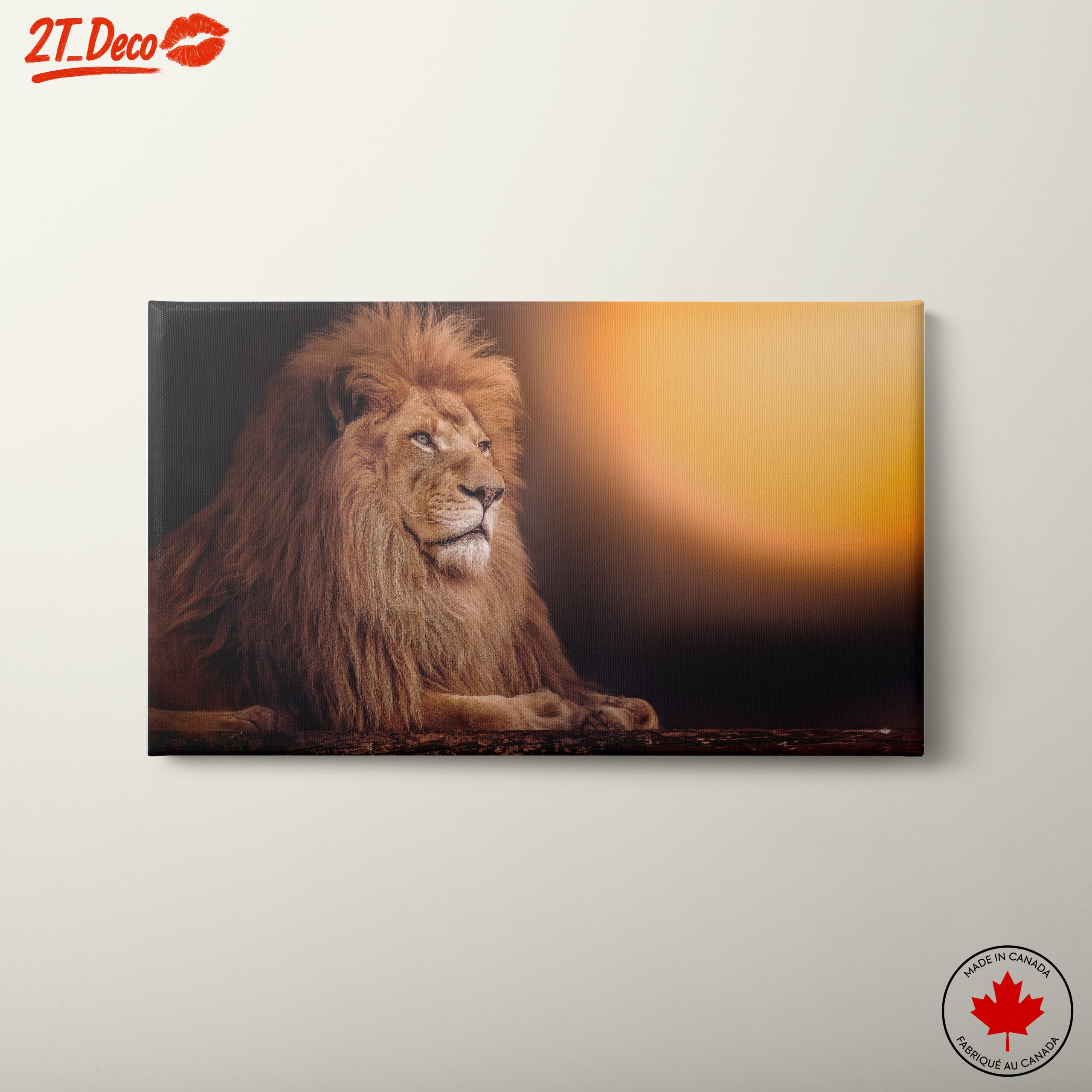 Majestic Lion with Sunset Background