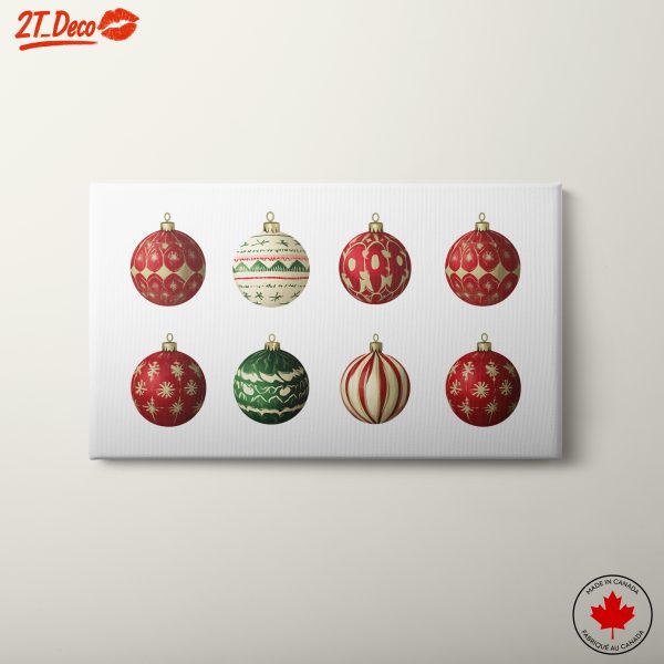 Festive Christmas Ornaments in Red and Green