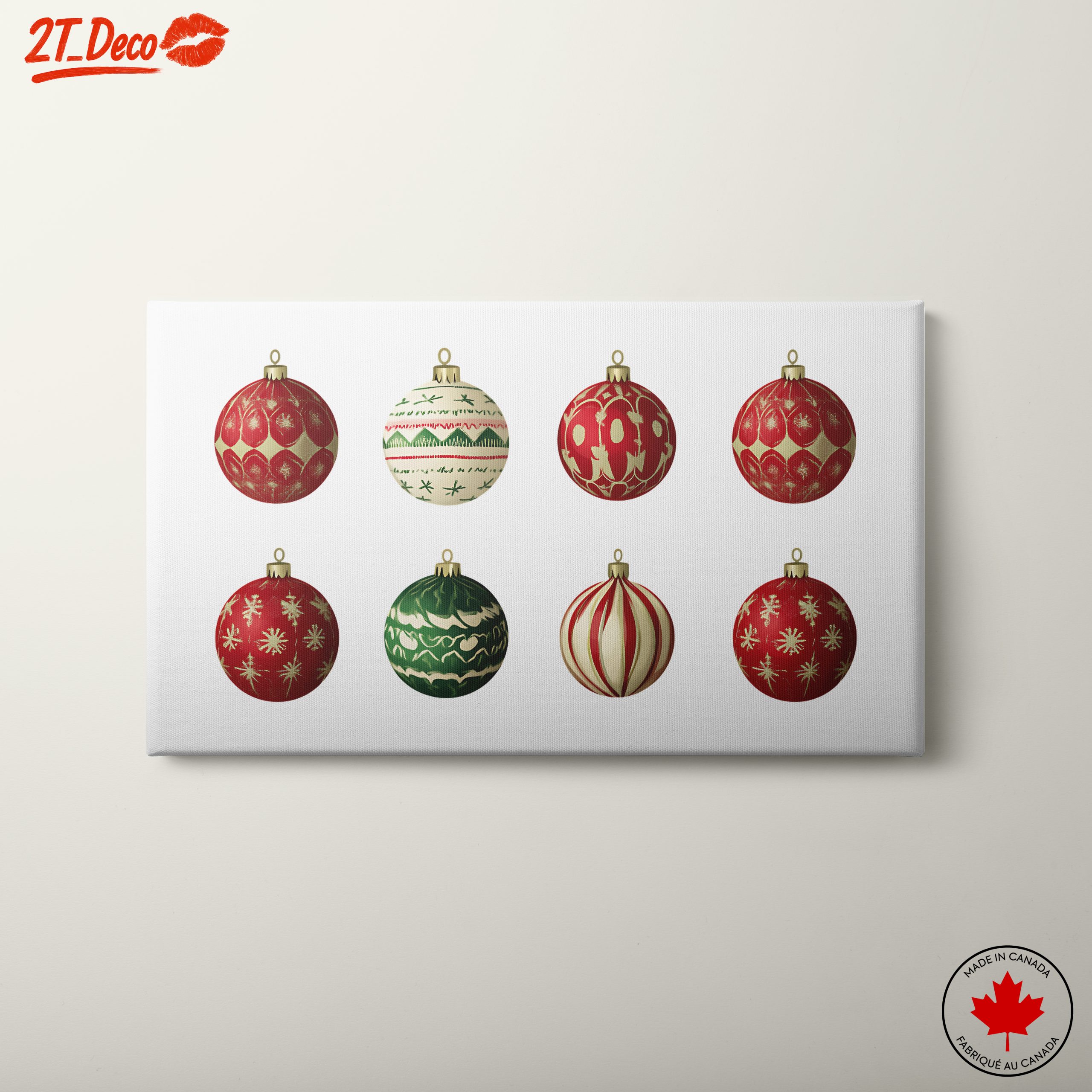 Festive Christmas Ornaments in Red and Green