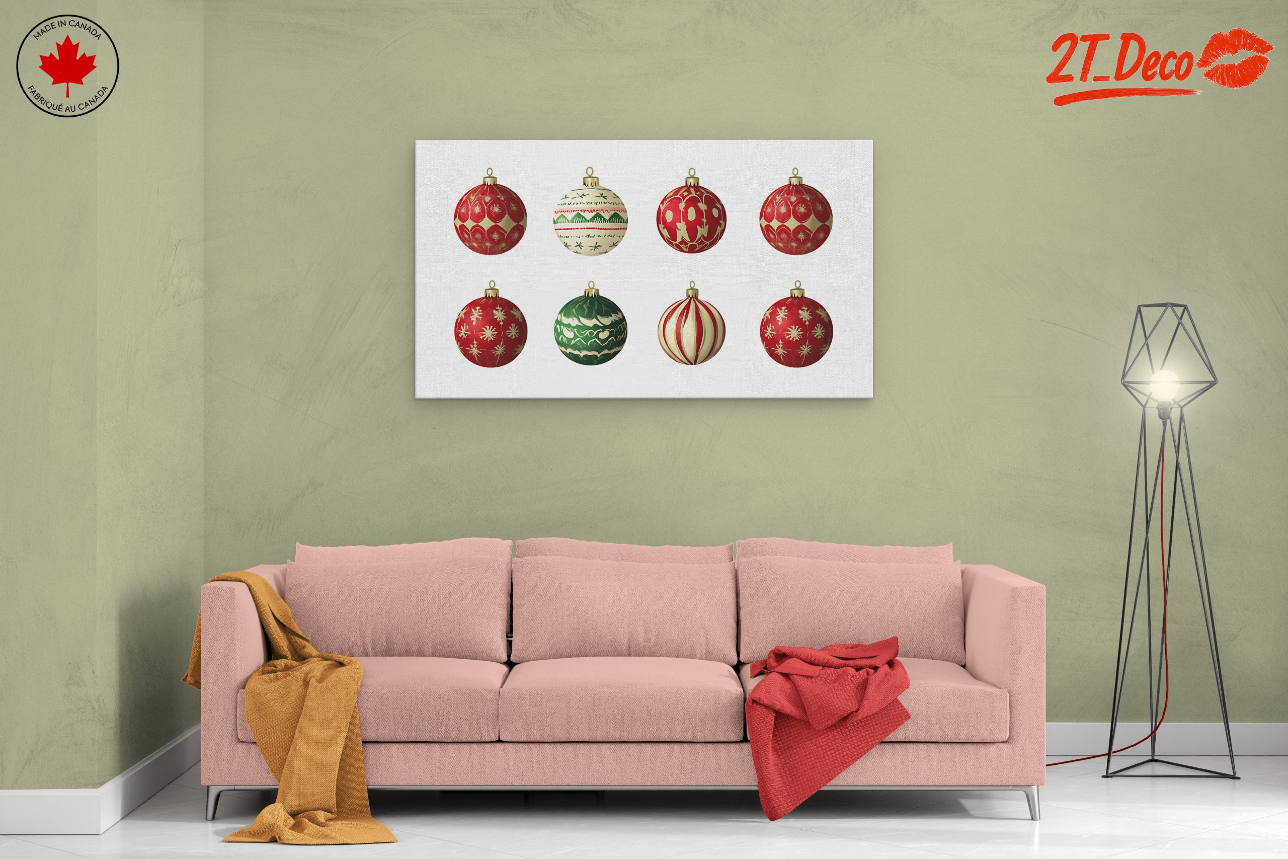Festive Christmas Ornaments in Red and Green - Image 2