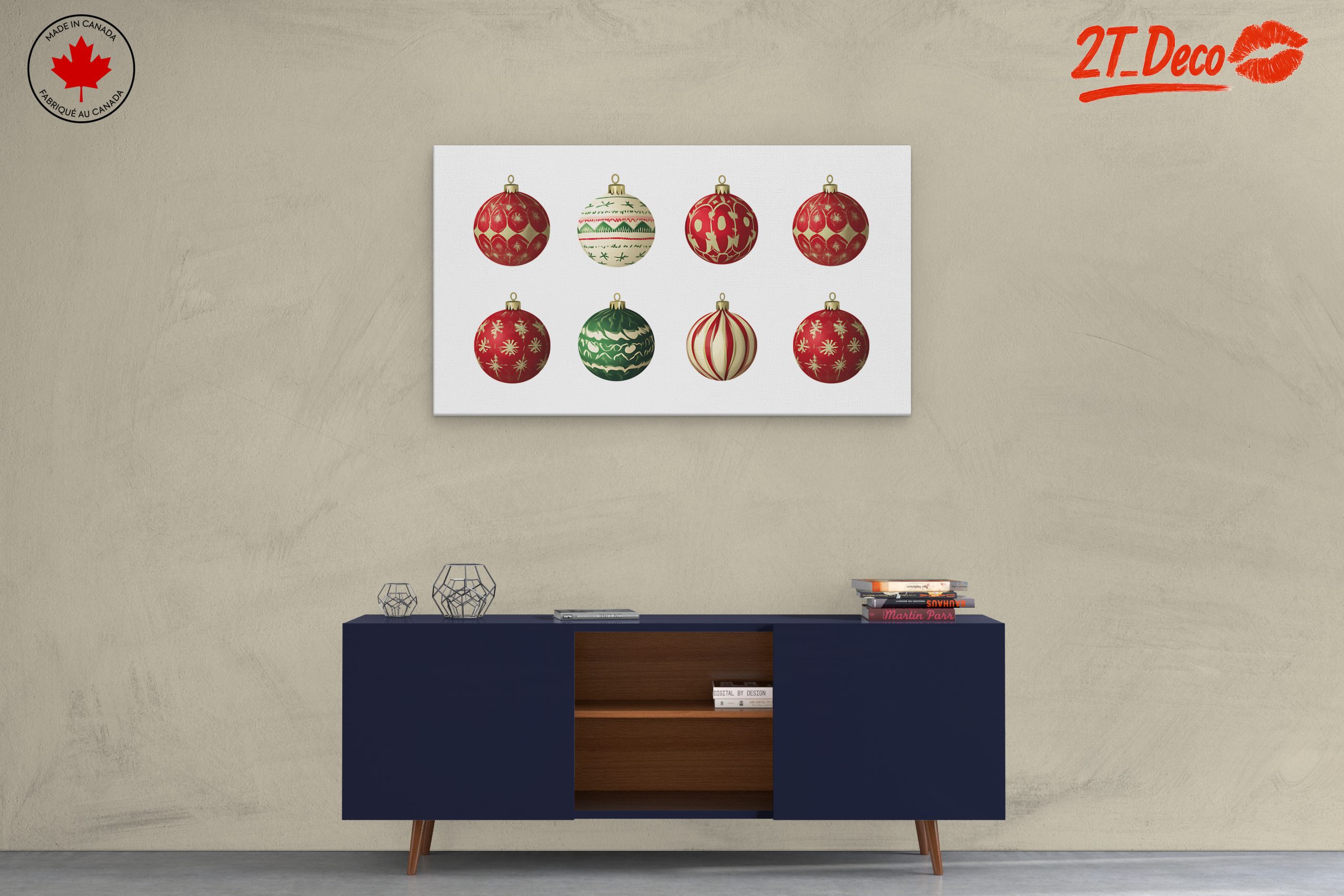 Festive Christmas Ornaments in Red and Green - Image 3