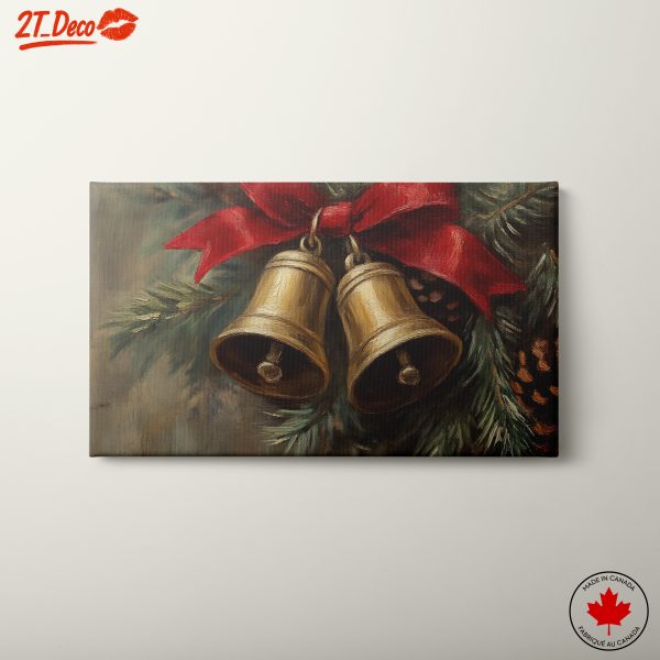 Decorative Christmas Bells with Red Ribbon