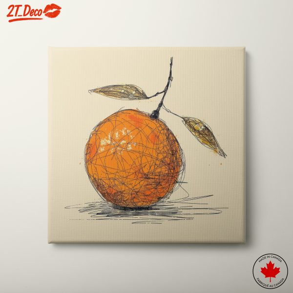Abstract Orange Art with Leaves