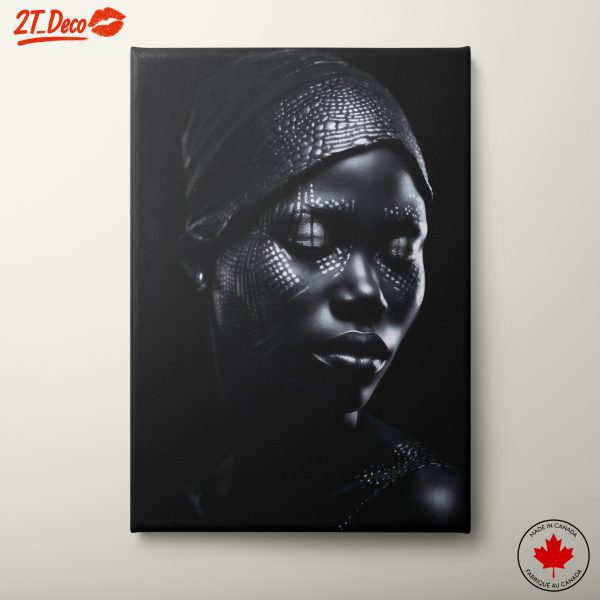 Stunning Afro Art Black and Silver Portrait