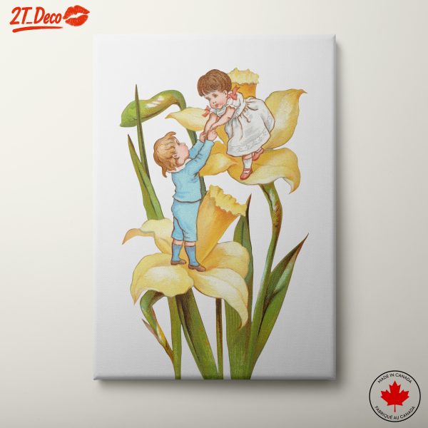 Charming Children Among Flowers