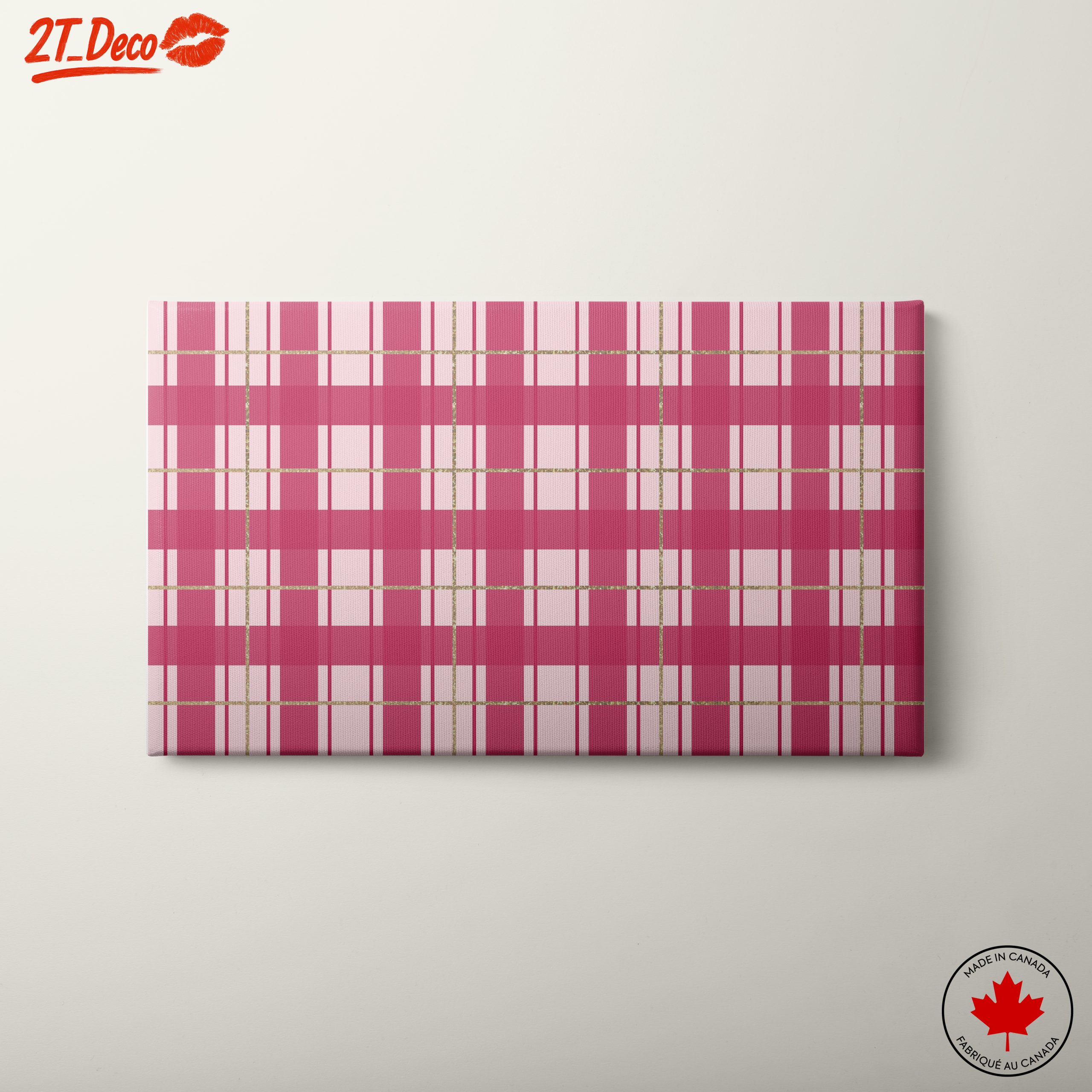 Stylish Pink Plaid Pattern Art