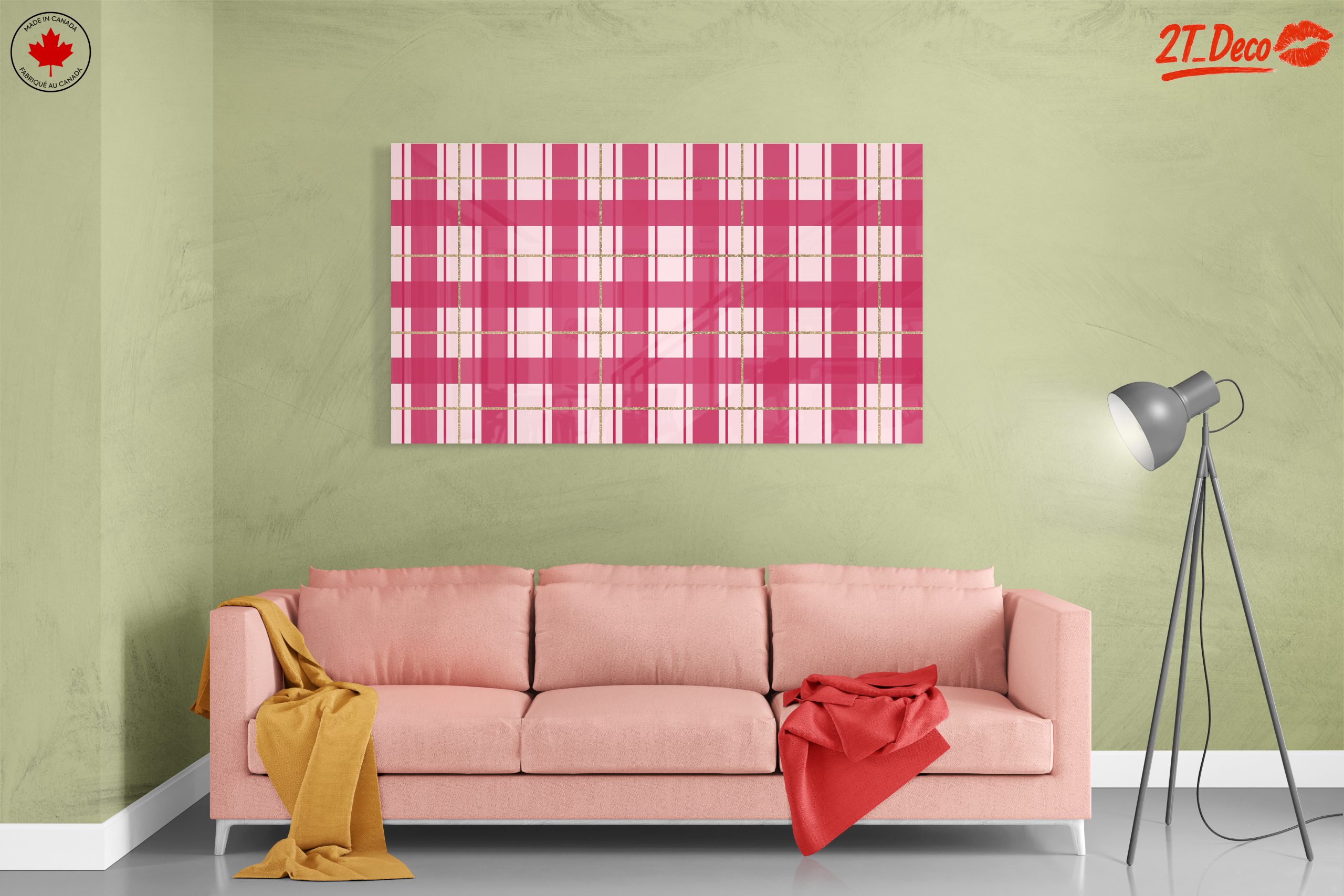 Stylish Pink Plaid Pattern Art - Image 7