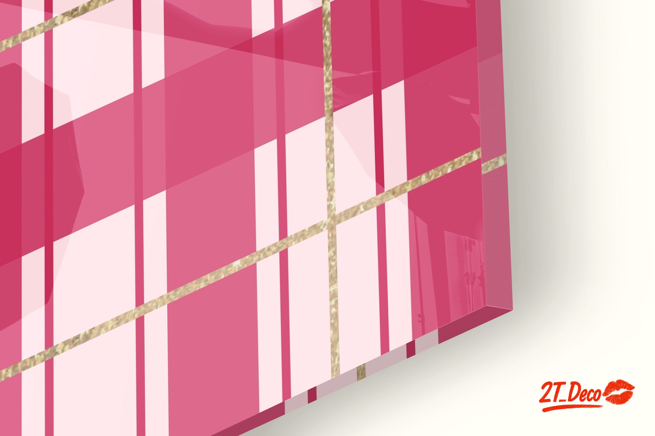Stylish Pink Plaid Pattern Art - Image 9