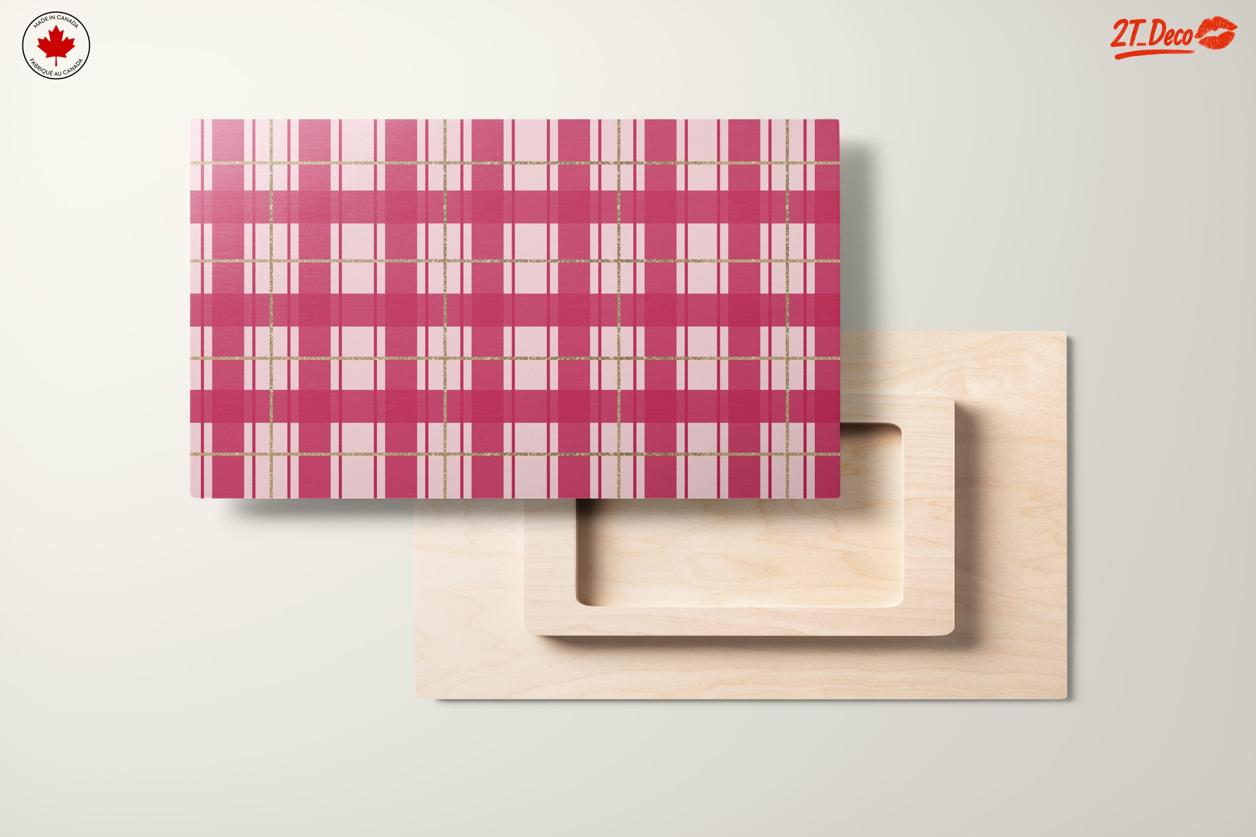 Stylish Pink Plaid Pattern Art - Image 11