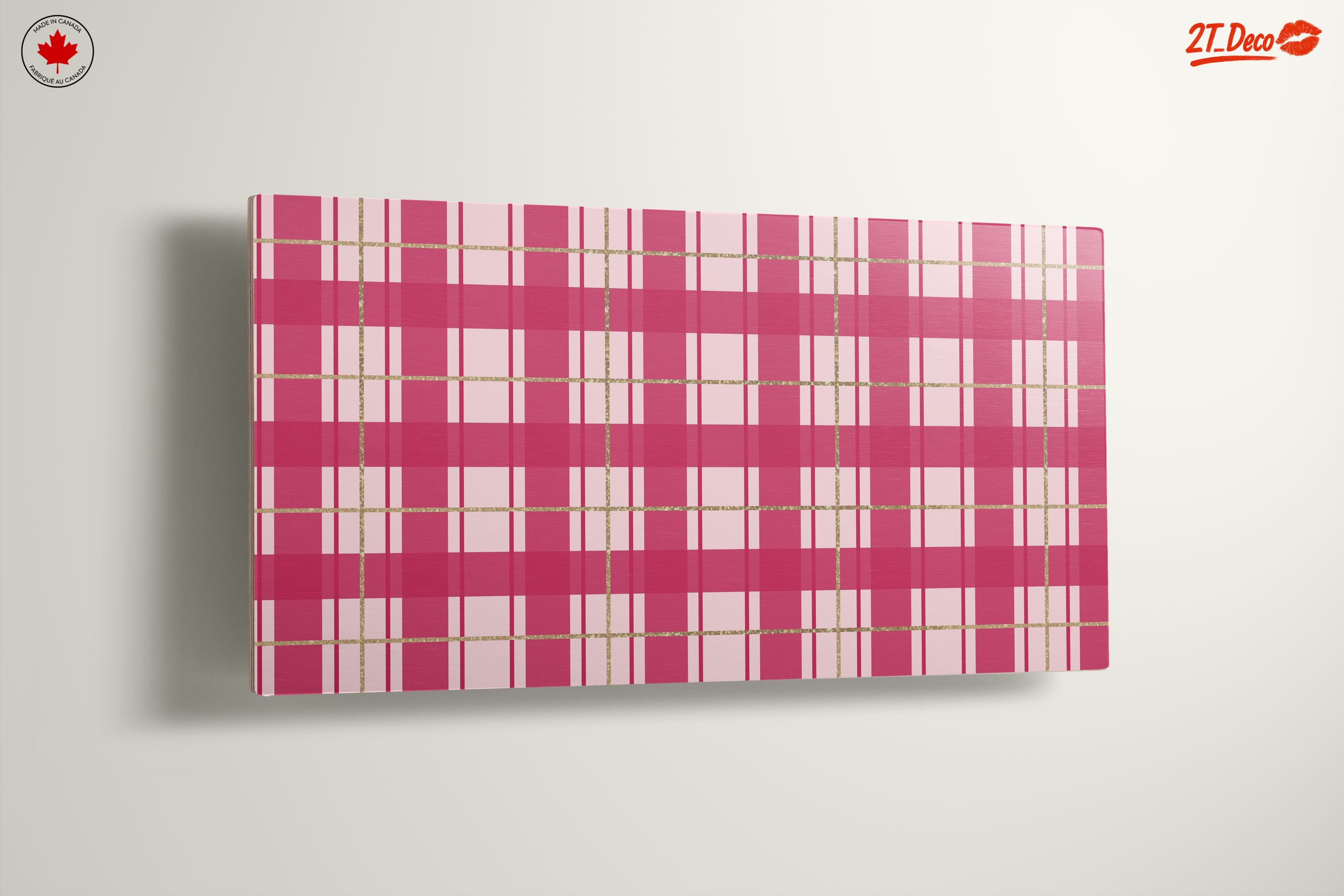 Stylish Pink Plaid Pattern Art - Image 13