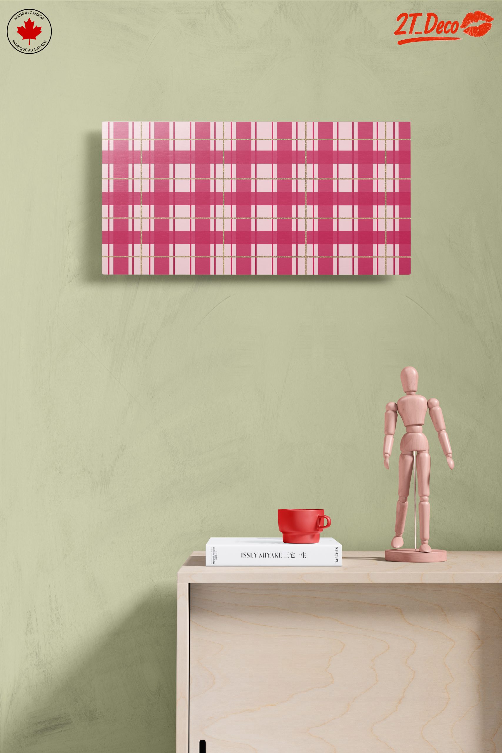 Stylish Pink Plaid Pattern Art - Image 14