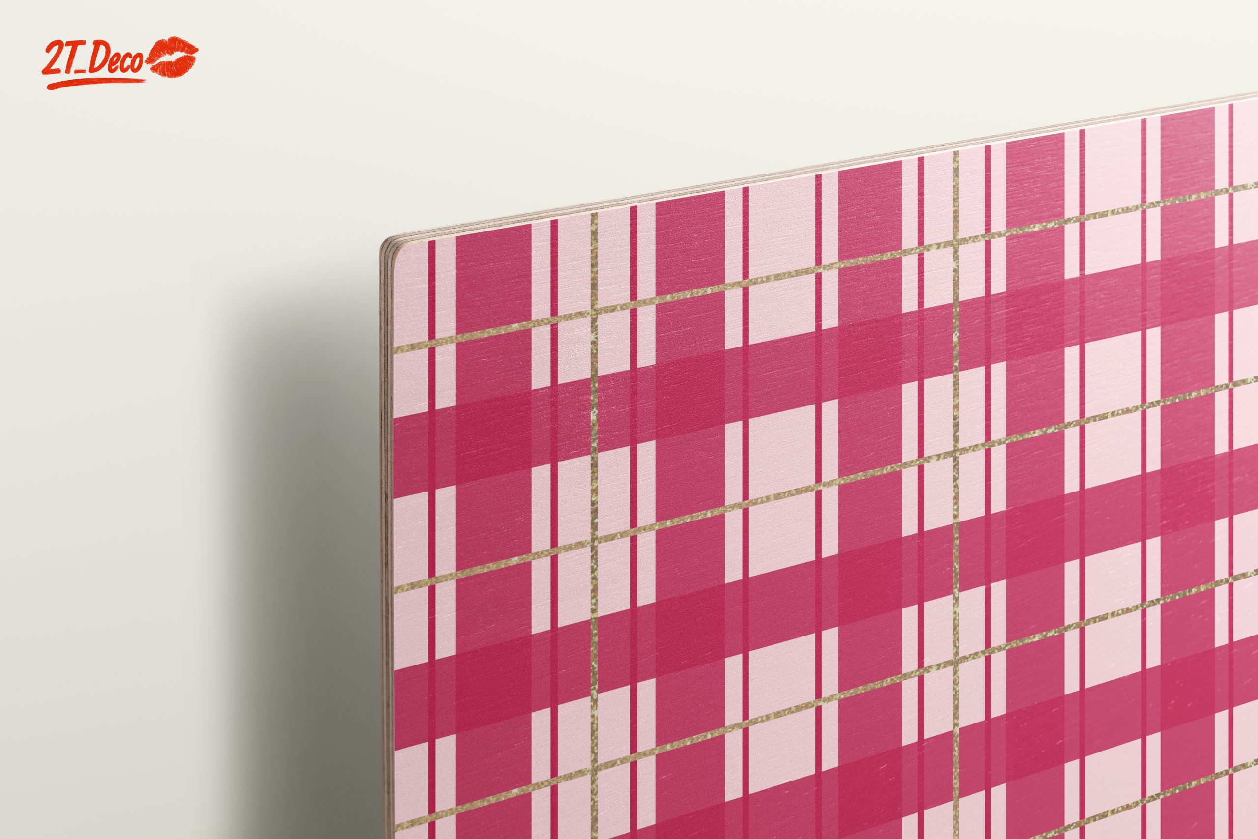 Stylish Pink Plaid Pattern Art - Image 15