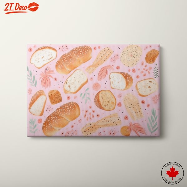 Vibrant Abstract Bread Art on Pink Background