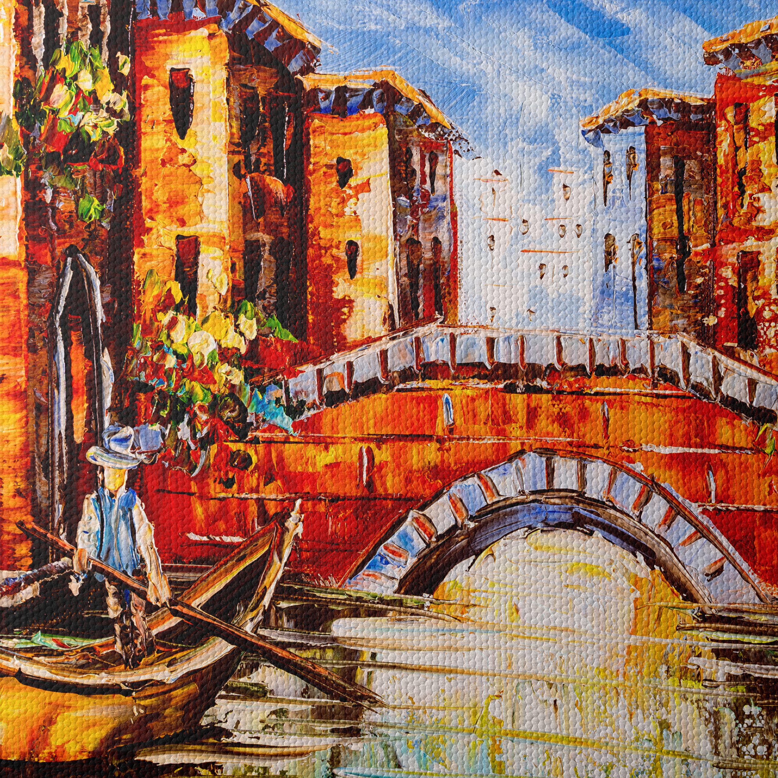 Vibrant Cityscape with Canal and Boat - Image 4