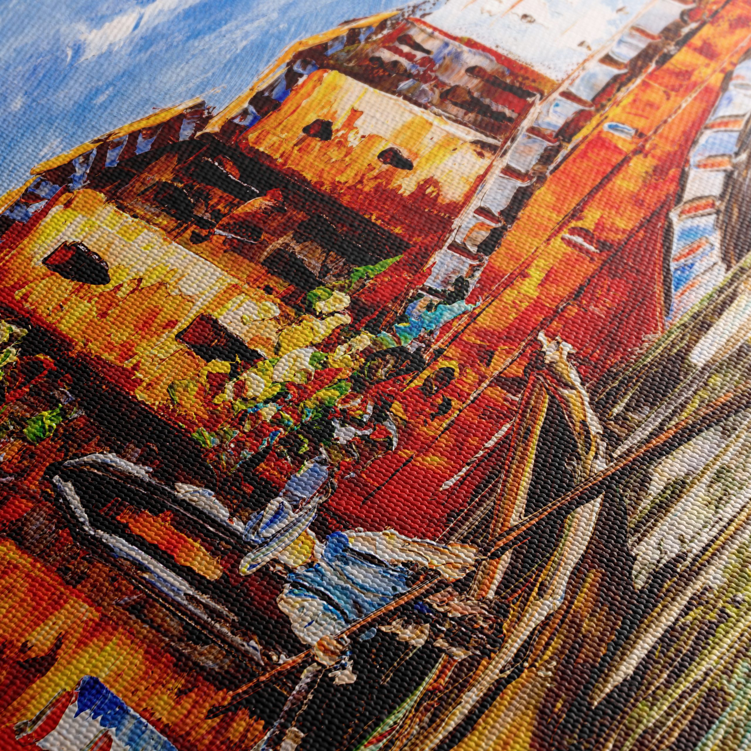 Vibrant Cityscape with Canal and Boat - Image 5