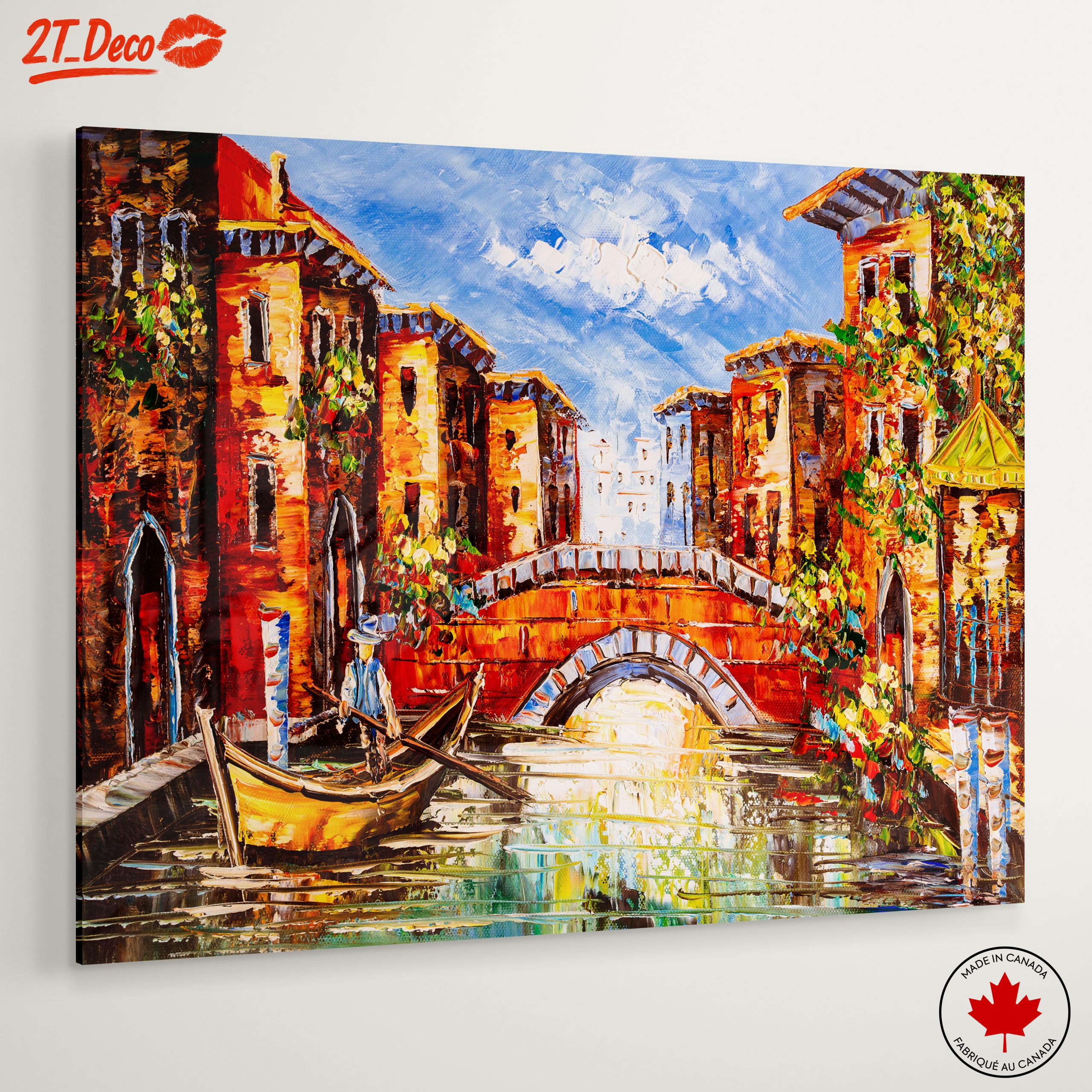 Vibrant Cityscape with Canal and Boat - Image 6