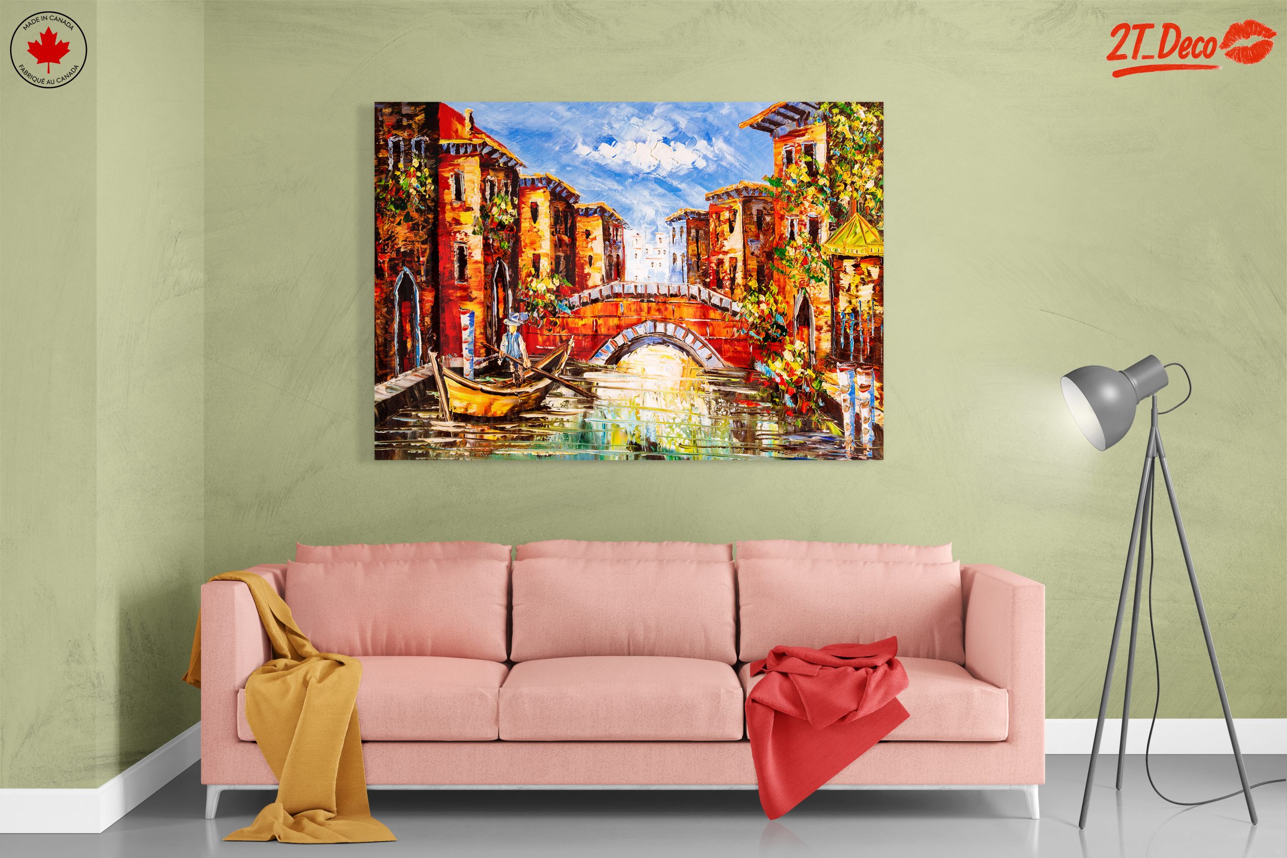 Vibrant Cityscape with Canal and Boat - Image 7