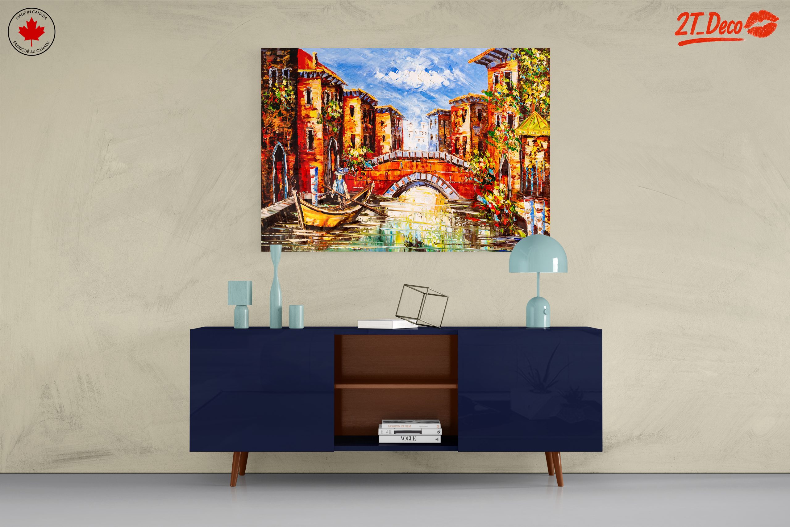 Vibrant Cityscape with Canal and Boat - Image 8