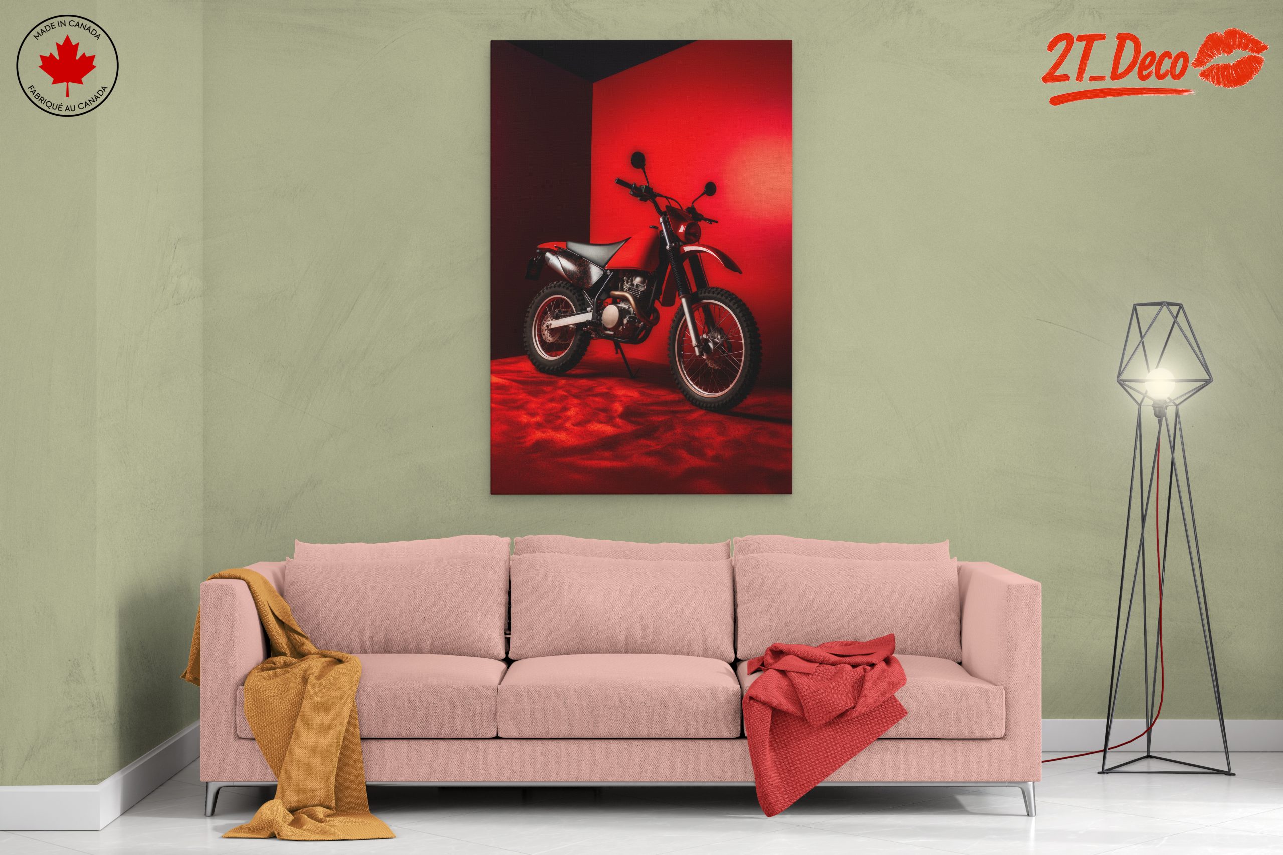 Stylish Red Motorcycle Artwork - Image 2