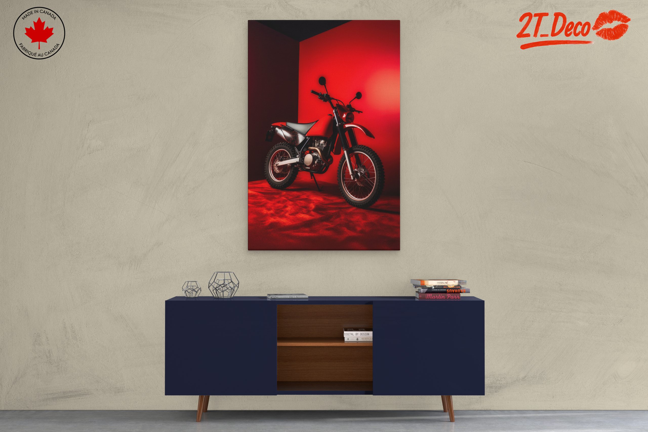Stylish Red Motorcycle Artwork - Image 3