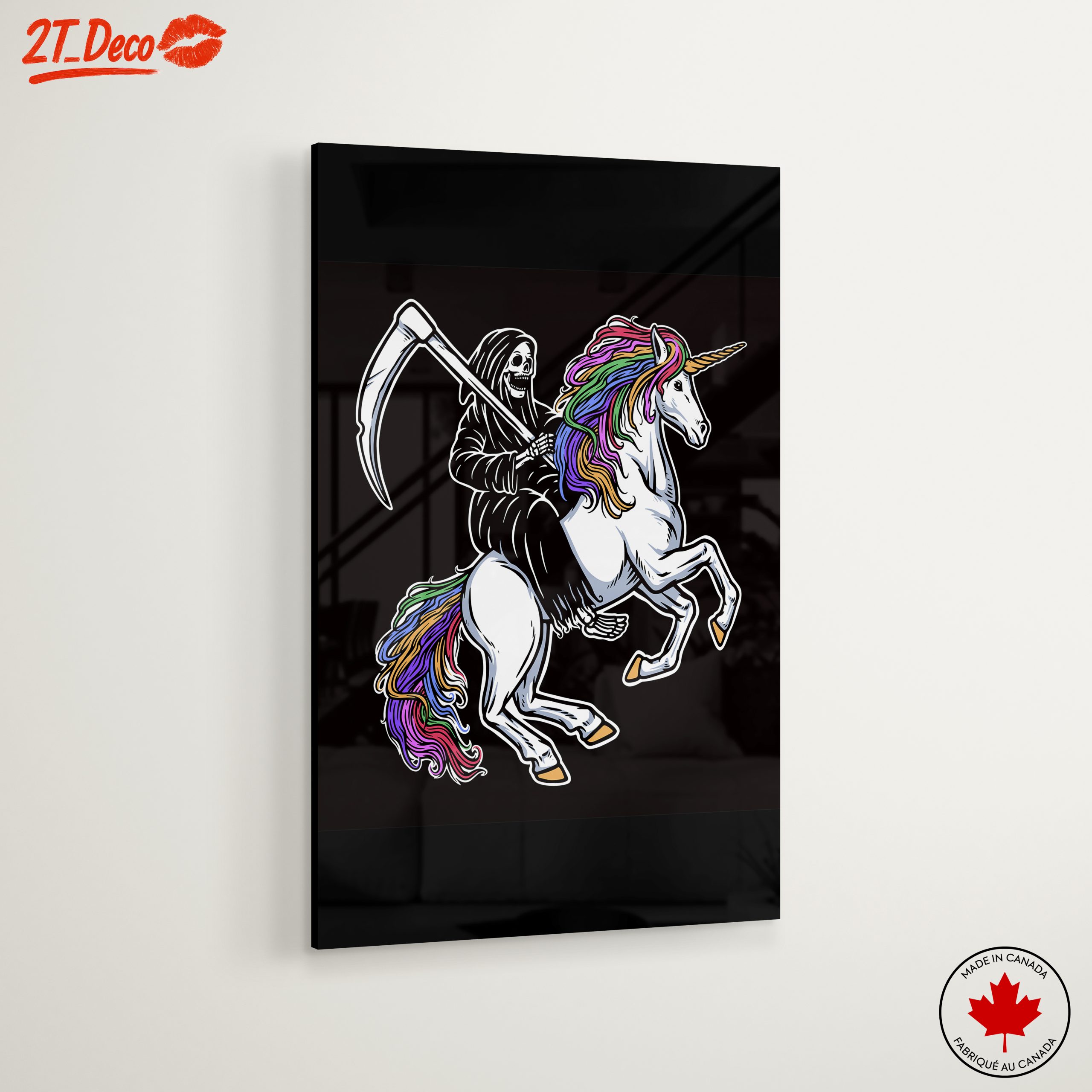 Whimsical Grim Reaper Riding Unicorn Art - Image 6