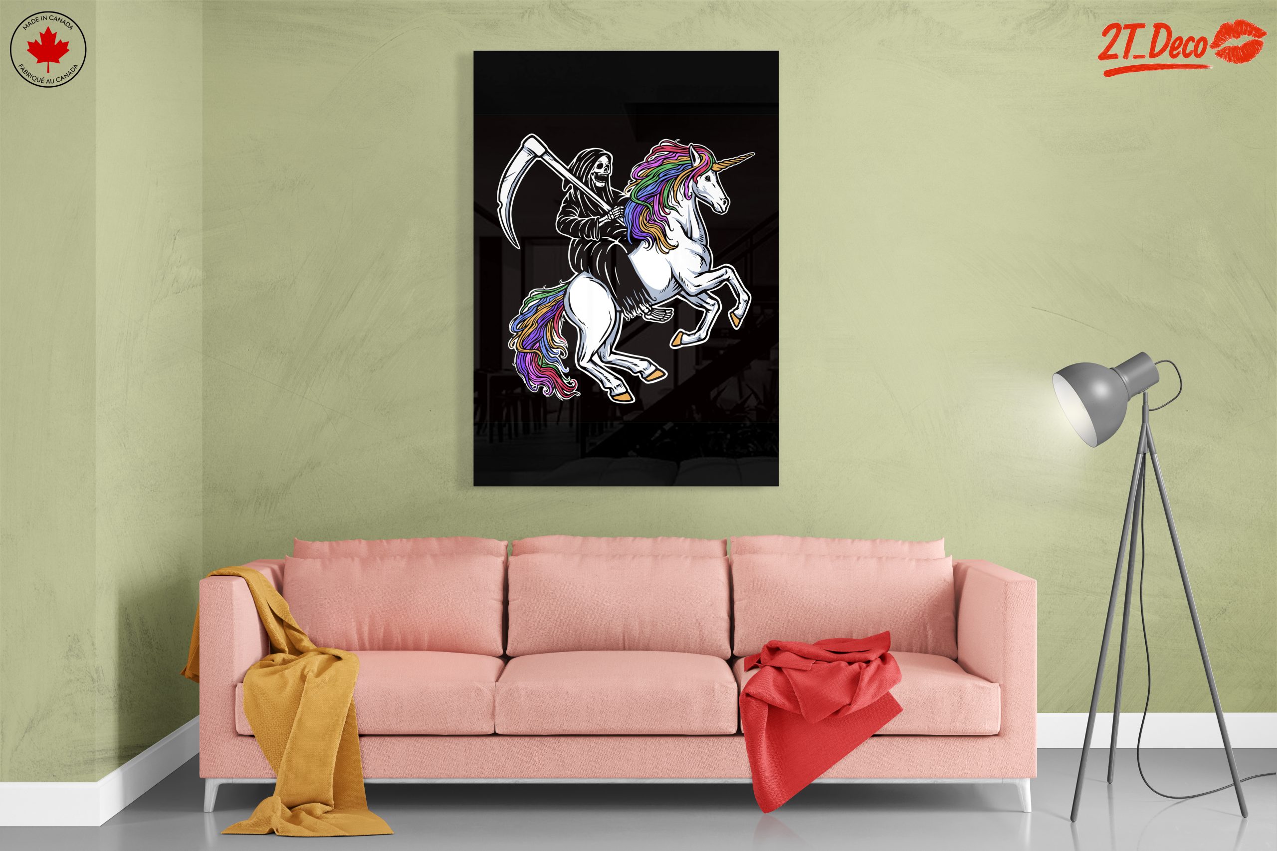 Whimsical Grim Reaper Riding Unicorn Art - Image 7