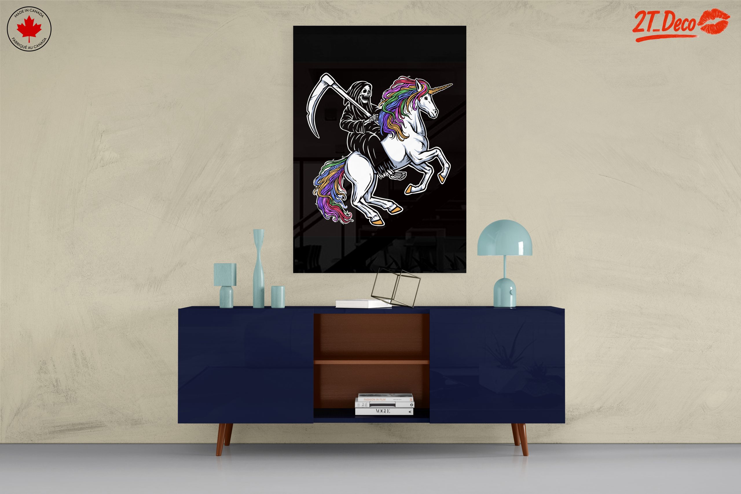 Whimsical Grim Reaper Riding Unicorn Art - Image 8