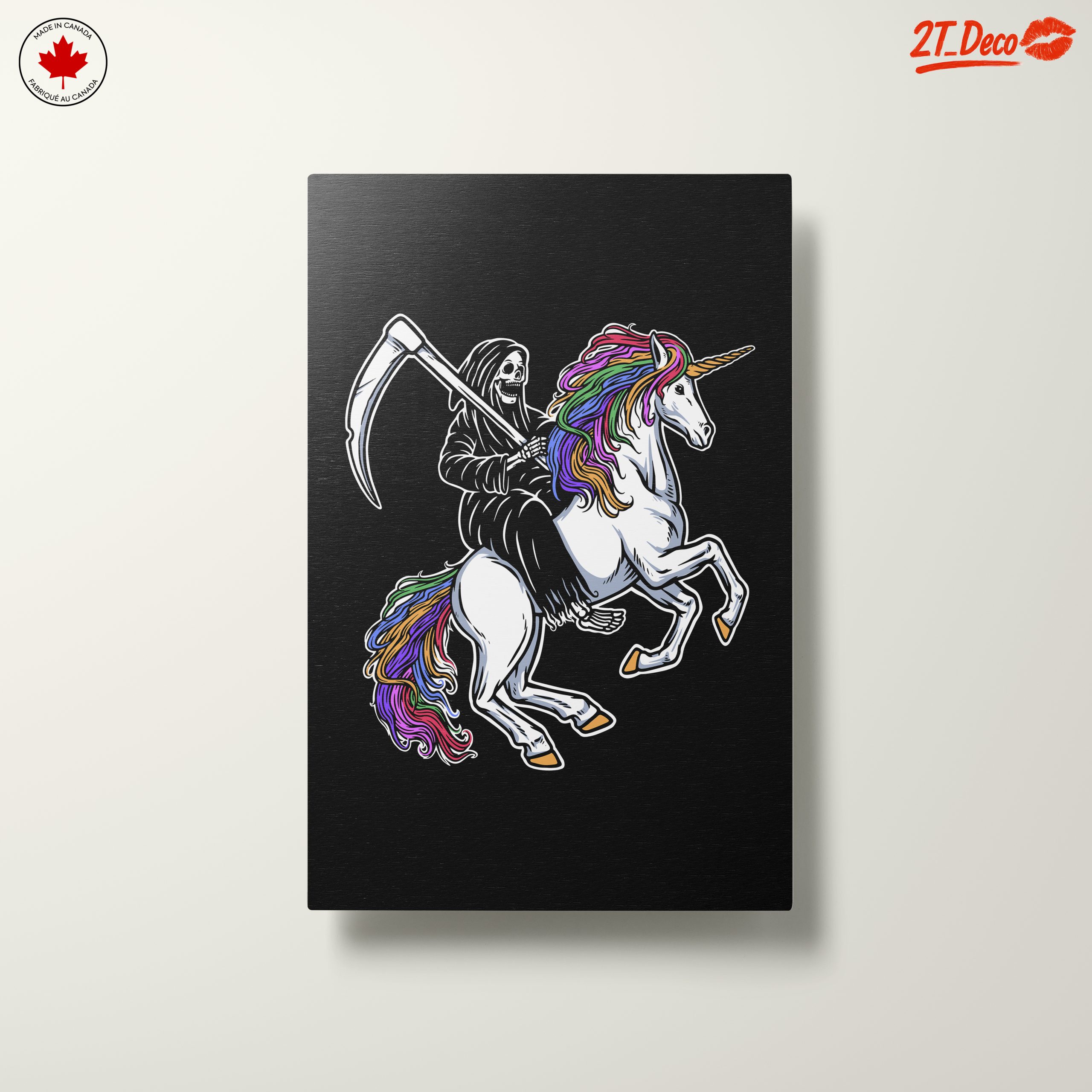 Whimsical Grim Reaper Riding Unicorn Art - Image 10