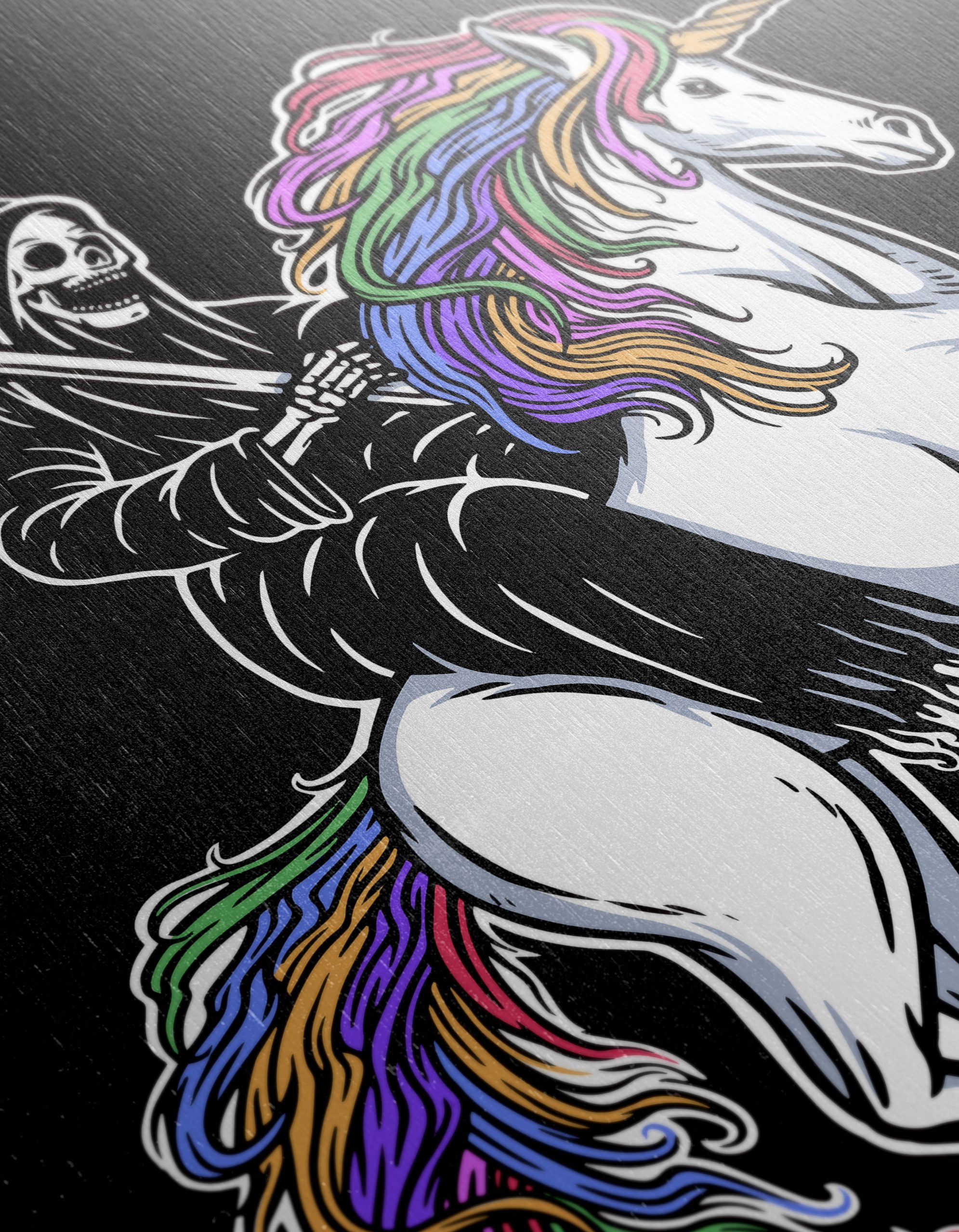Whimsical Grim Reaper Riding Unicorn Art - Image 12