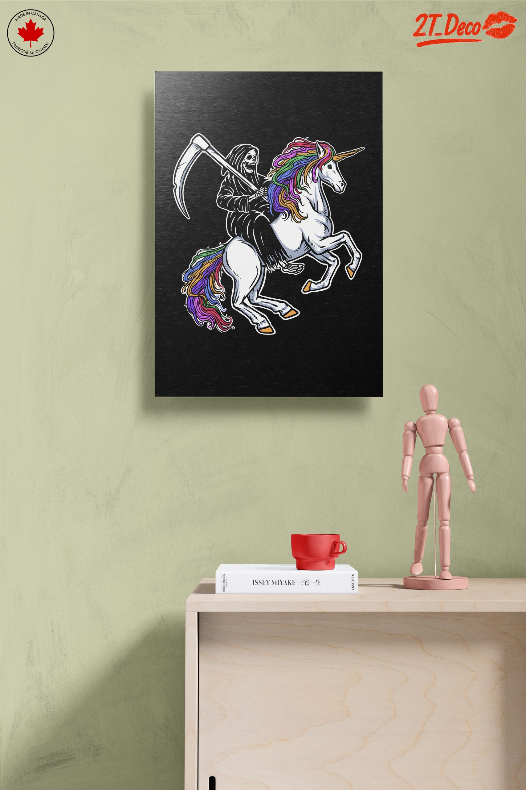 Whimsical Grim Reaper Riding Unicorn Art - Image 14