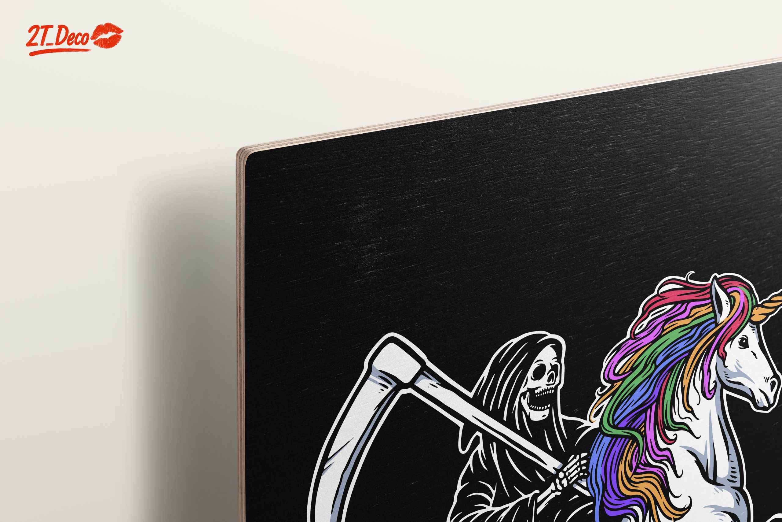 Whimsical Grim Reaper Riding Unicorn Art - Image 15