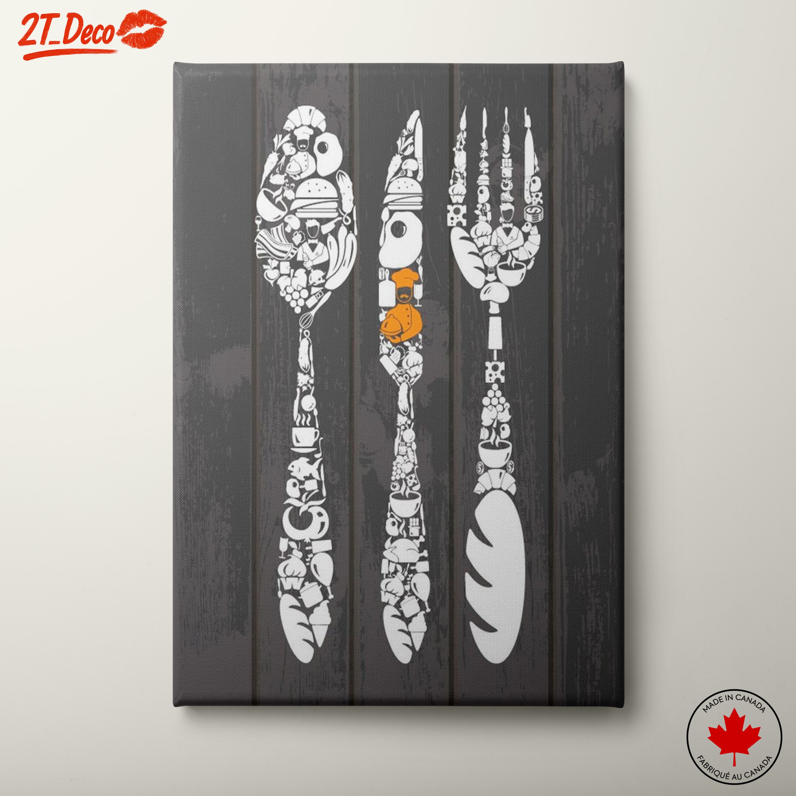 Culinary Art Decor Featuring Intricate Kitchen Utensils