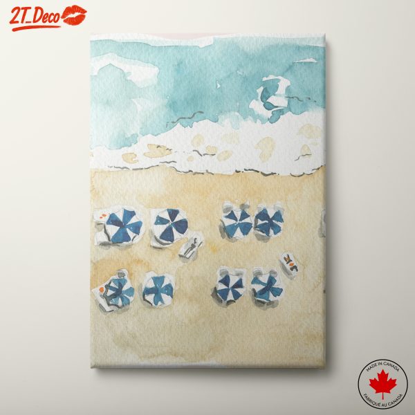 Beach Scene with Umbrellas and Waves