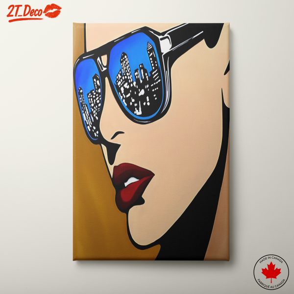 Vibrant Pop Art Portrait with Urban Reflection