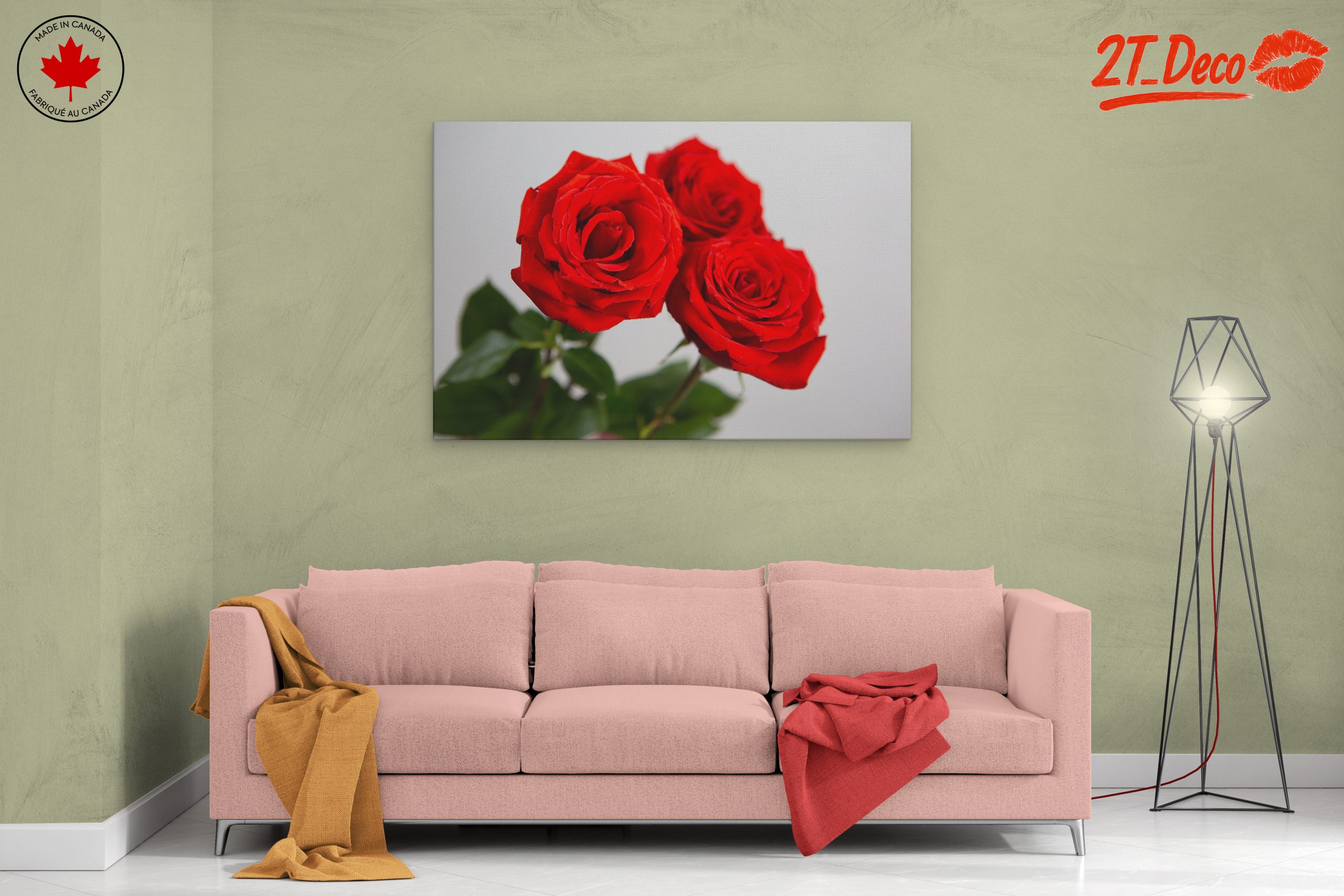 Elegant Floral Art with Red Roses - Image 2