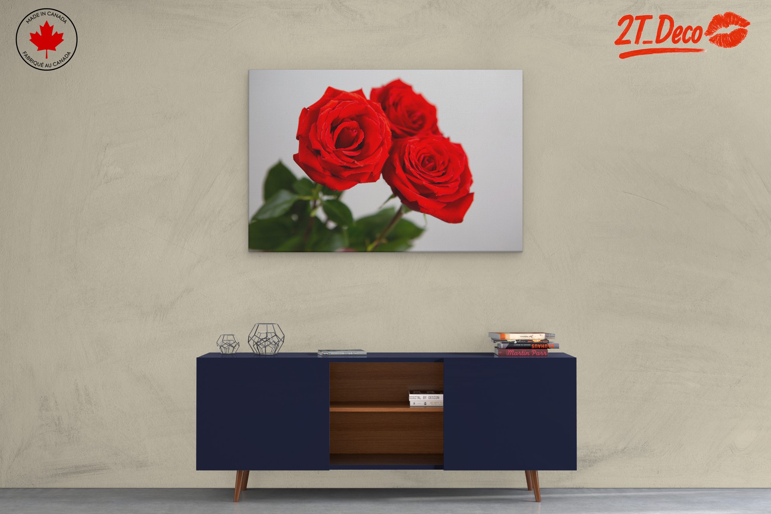 Elegant Floral Art with Red Roses - Image 3