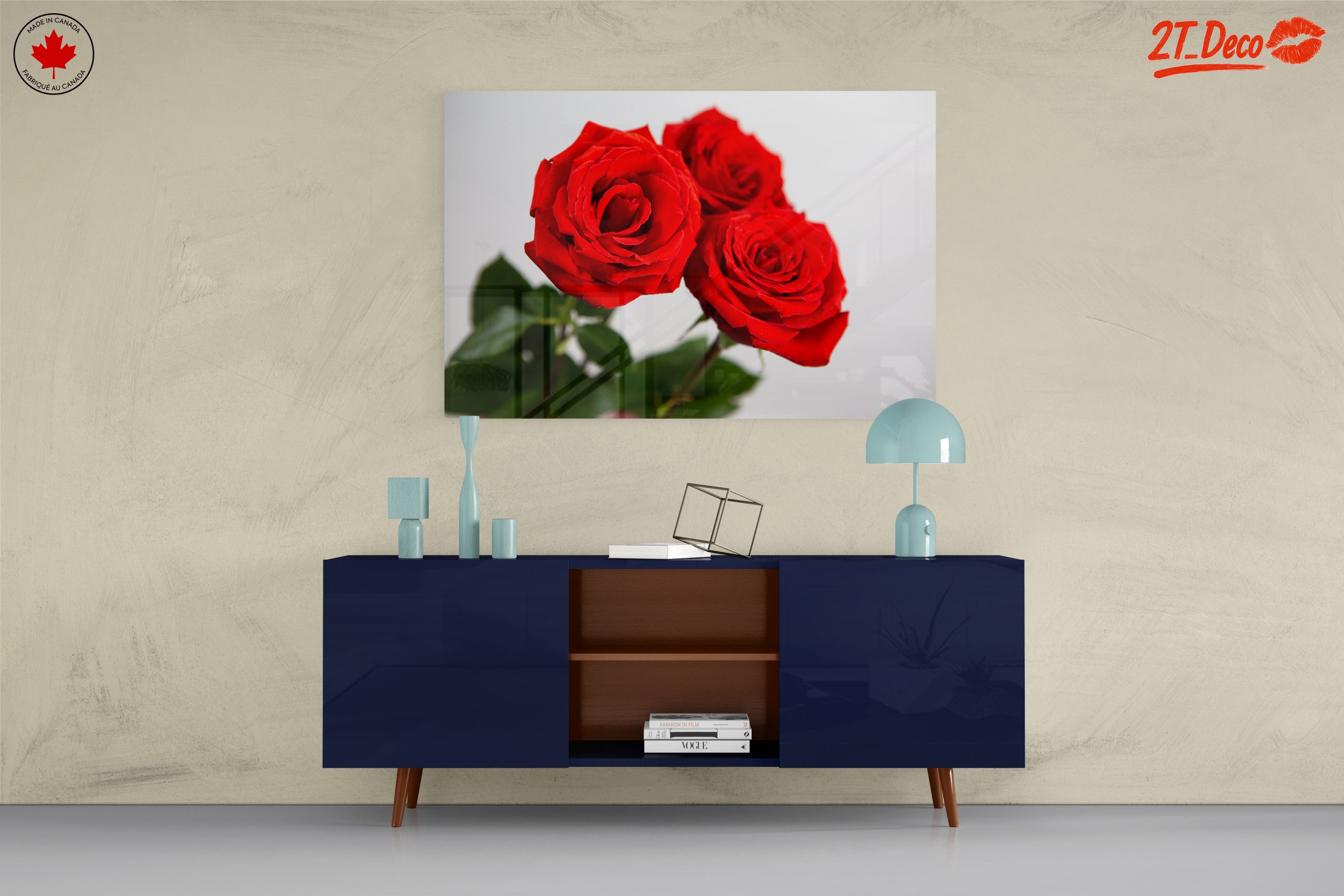 Elegant Floral Art with Red Roses - Image 8