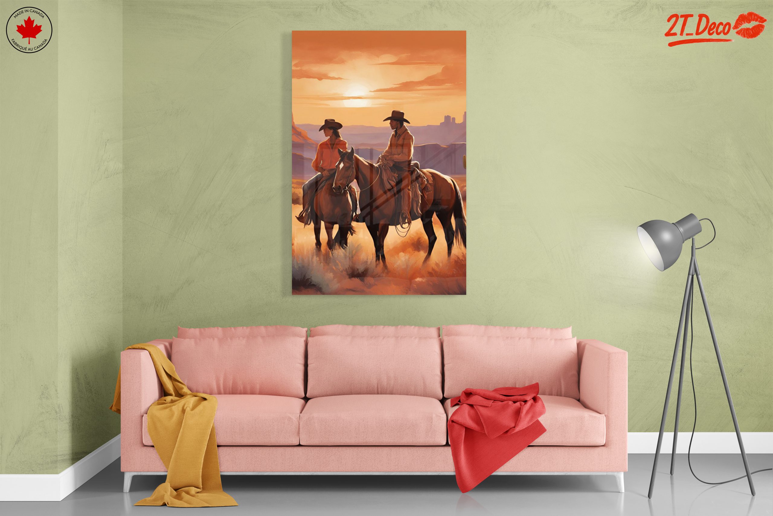 Cowboys Riding Horses in Sunset Landscape - Image 7