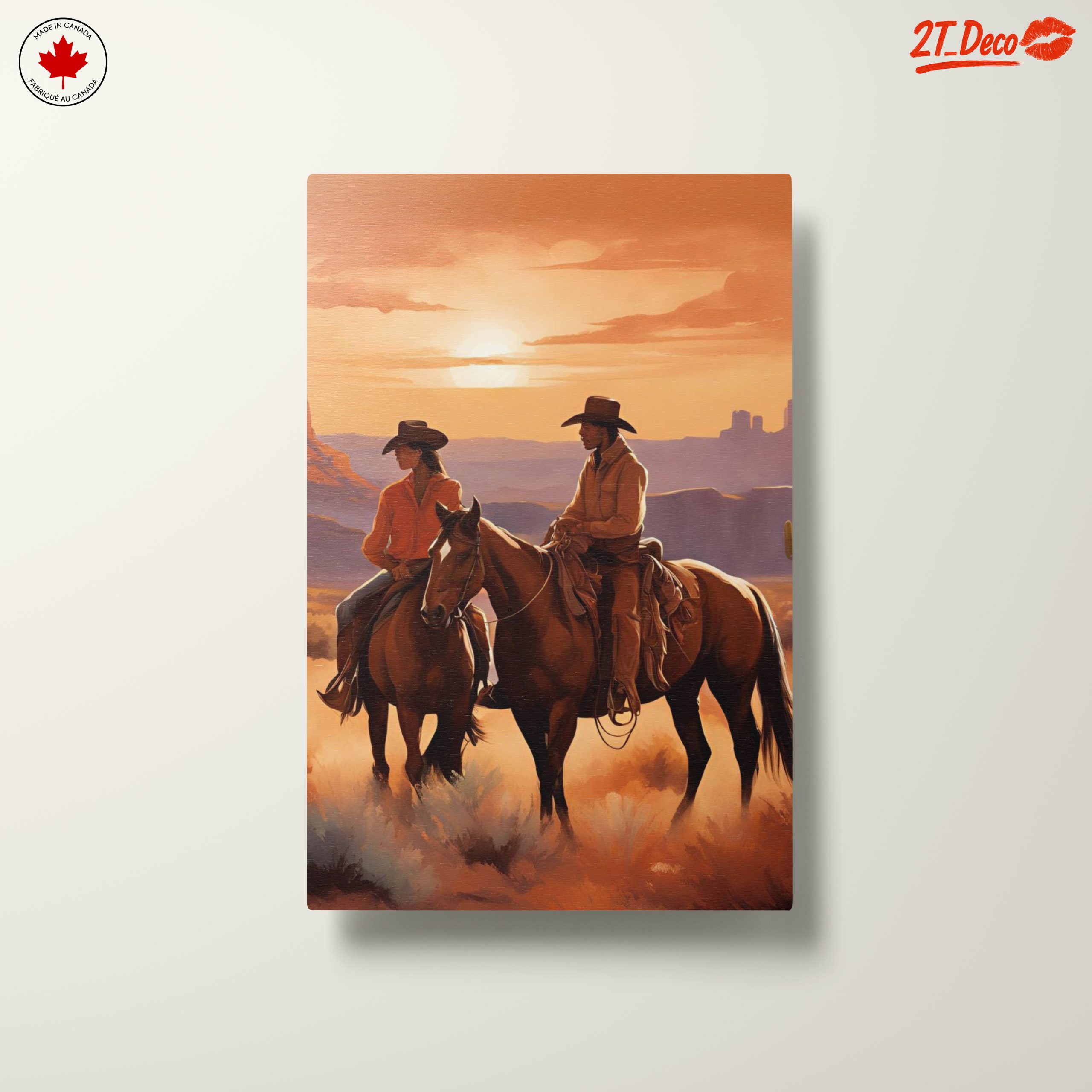Cowboys Riding Horses in Sunset Landscape - Image 10