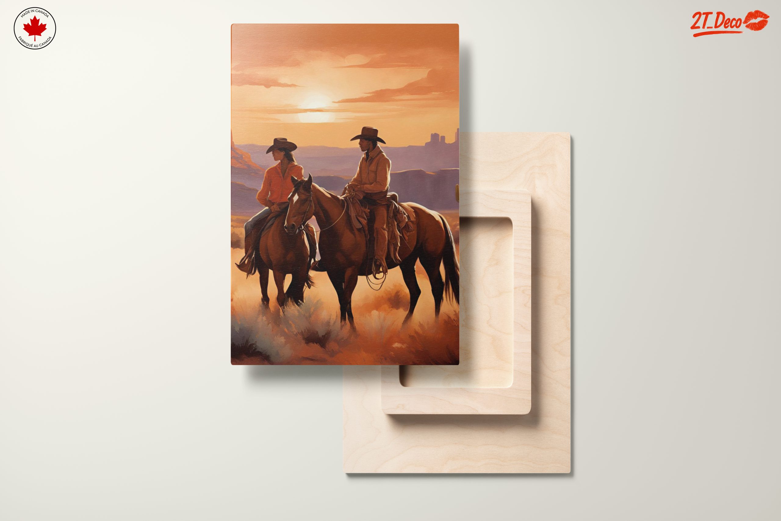 Cowboys Riding Horses in Sunset Landscape - Image 11