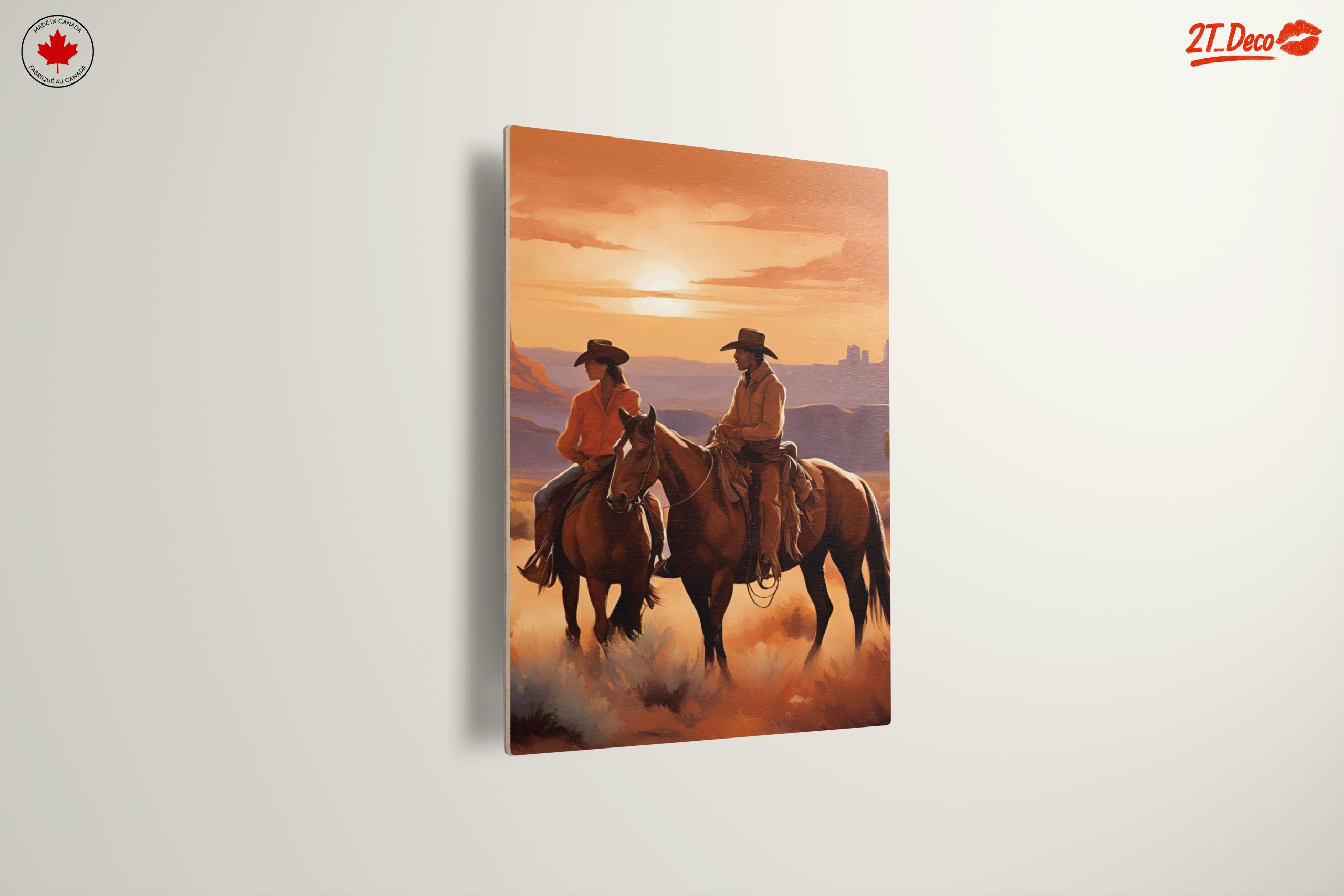 Cowboys Riding Horses in Sunset Landscape - Image 13