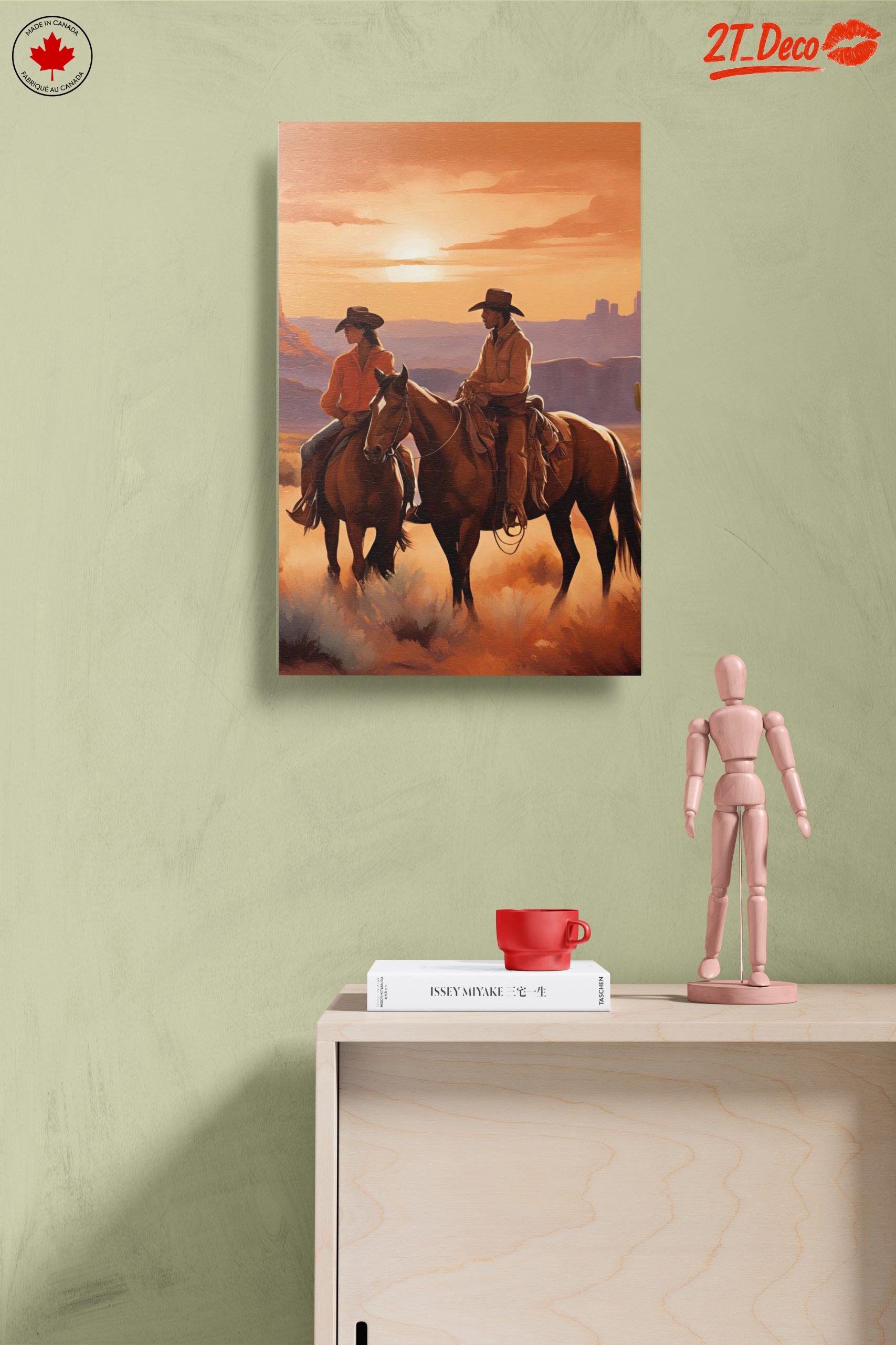 Cowboys Riding Horses in Sunset Landscape - Image 14