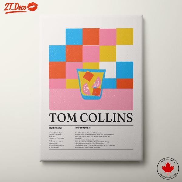 Colorful Tom Collins Cocktail Art