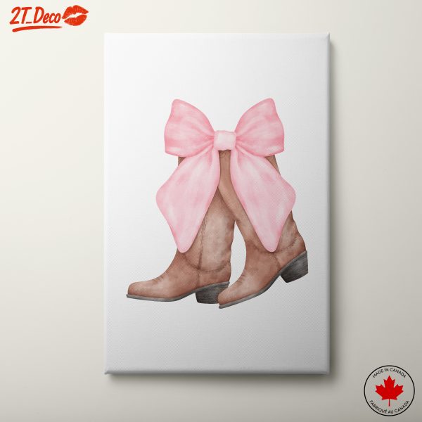 Cowgirl Boots With Pink Bow Art