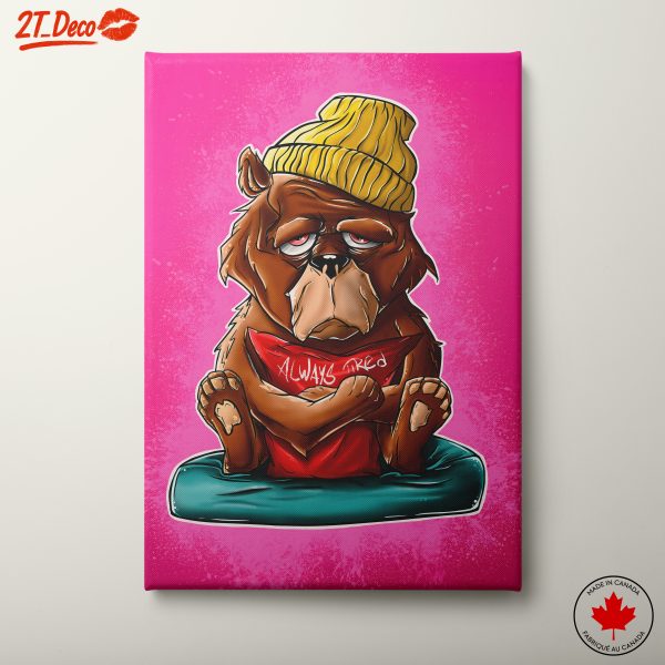 Always Tired Cartoon Bear Wall Art