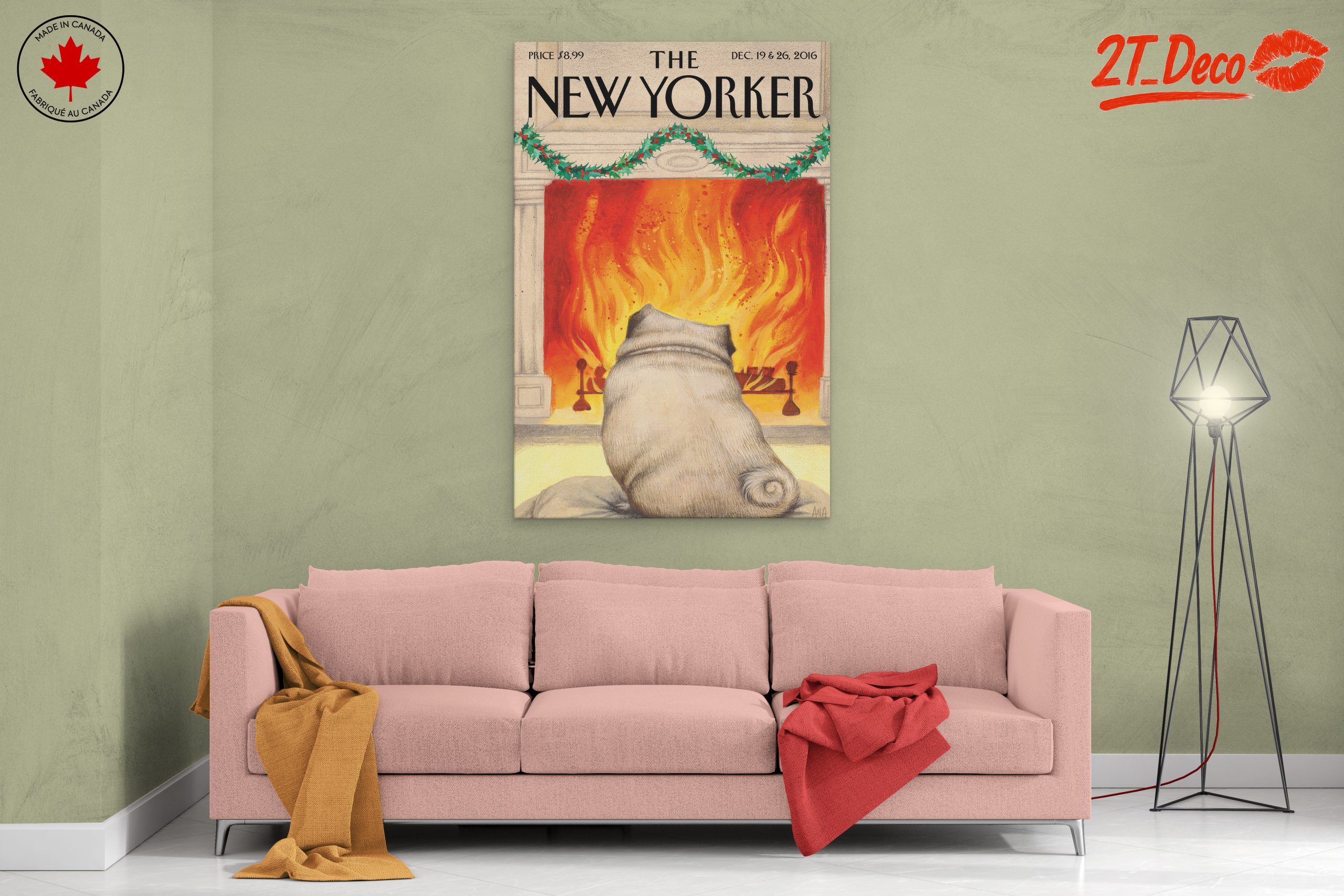 New Yorker Dog by the Fireplace Art - Image 2